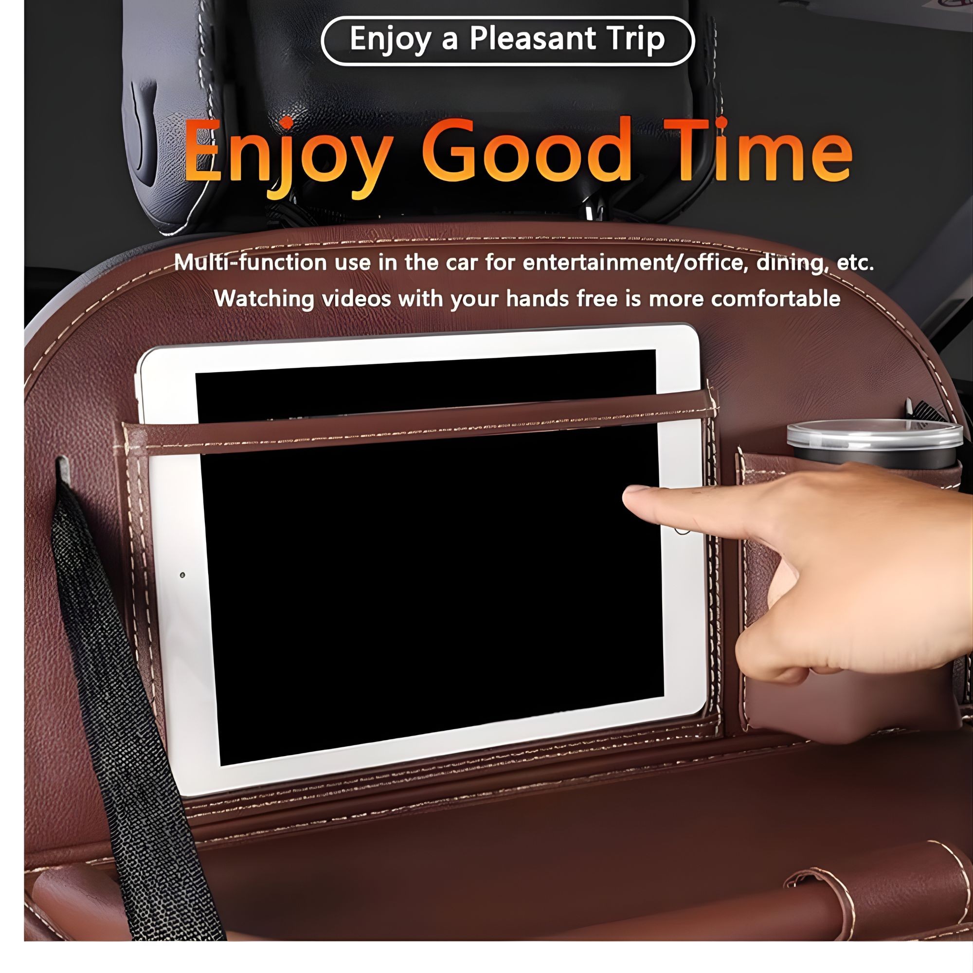 Organizator Spate Scaun Auto, Flippy, Masa Pliabila, Piele Ecologica, Impermeabil, Suport pentru Tableta, Sortare Lucruri si Protejare Tapiterie, 40 x 63cm, Bordo