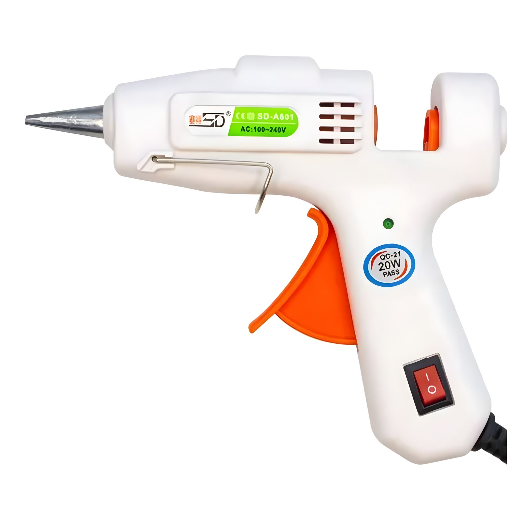 Pistol de Lipit cu Silicon la cald, Flippy, 20 W, pentru Batoane 7 mm, Duza din Aluminiu Anti-picurare, Incalzire Rapida, pentru Bricolaj, Artizanat și Reparatii, Alb