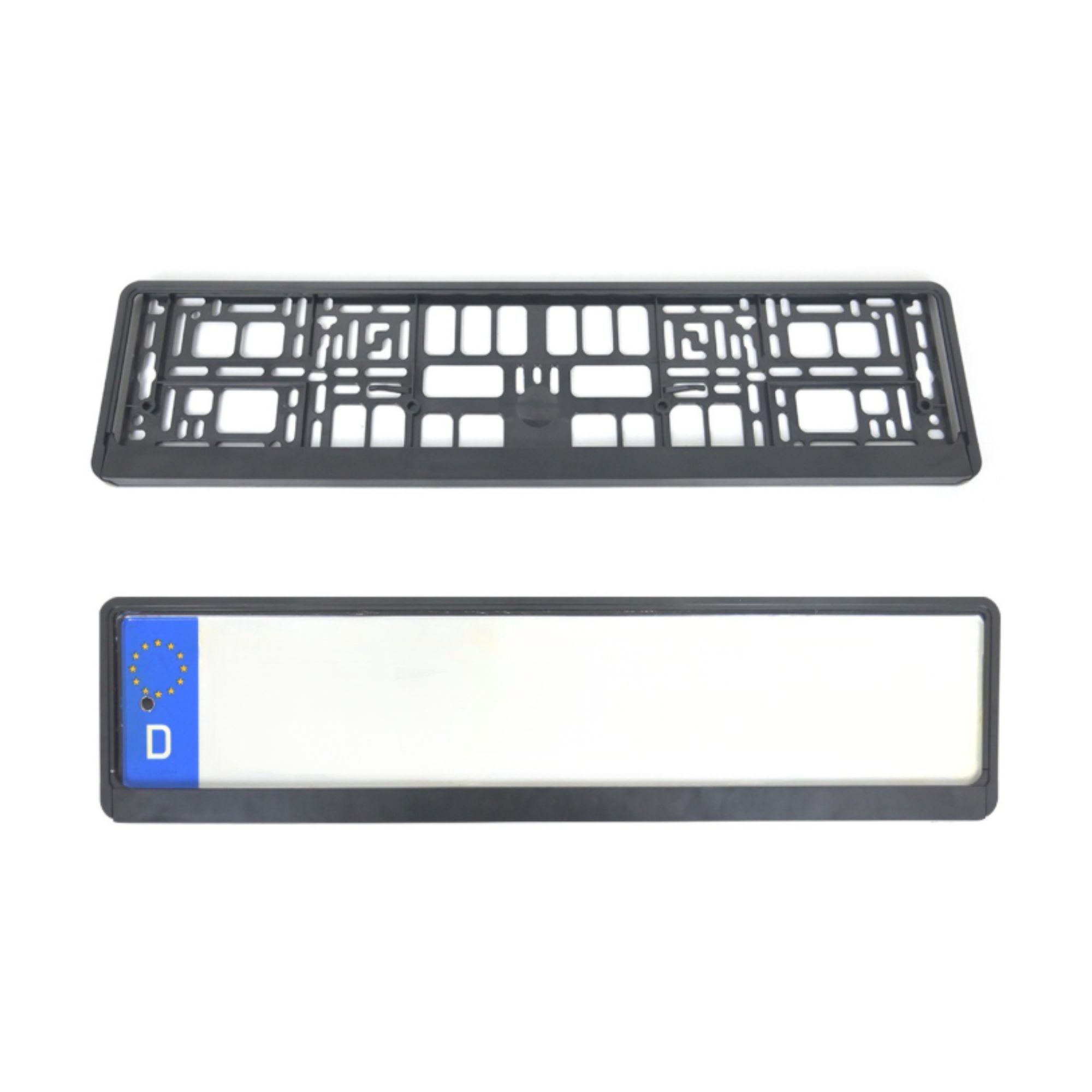 Suport Placute de Imatriculare, Flippy, Standard European XC-W341, din Plastic, Rama pentru Placute,  52.7 x 13 x 1.2 cm, Negru