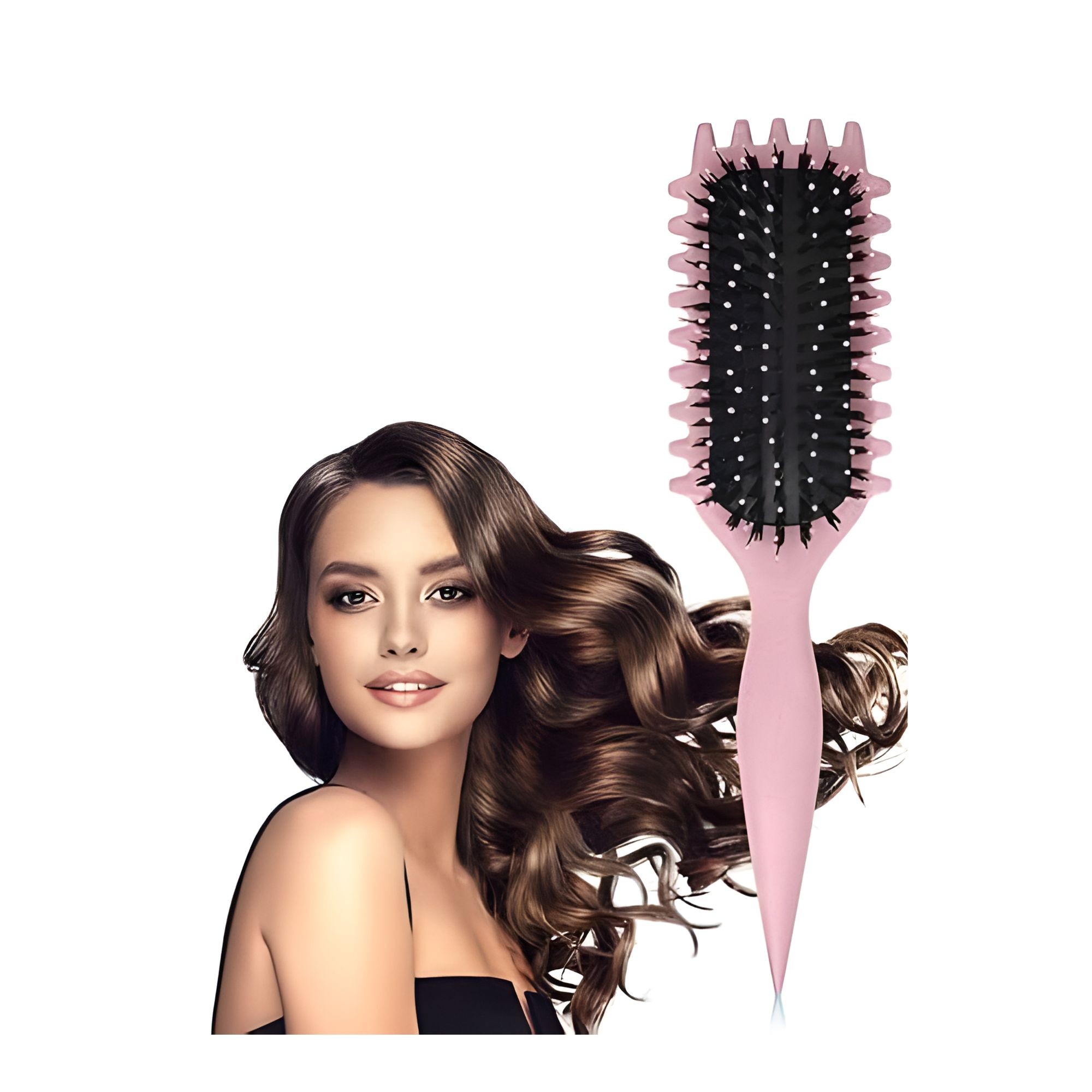 Perie Profesionala pentru Par, Flippy, Perie pentru Definirea Buclelor pentru Par Cret, Multifunctionala, 24.5 x 7 x 4.3 cm, Roz