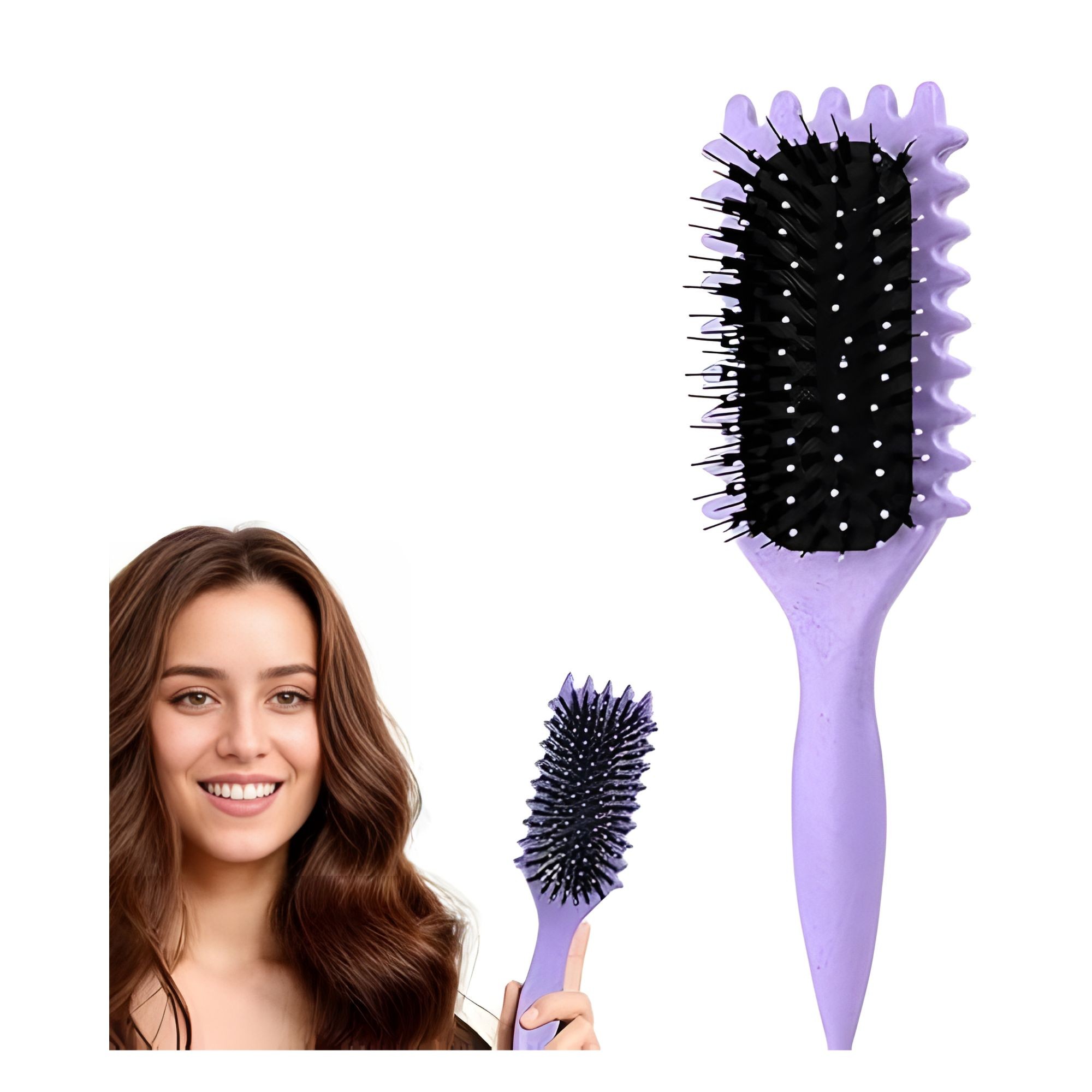 Perie Profesionala pentru Par, Flippy, Perie pentru Definirea Buclelor pentru Par Cret, Multifunctionala, 24.5 x 7 x 4.3 cm, Mov