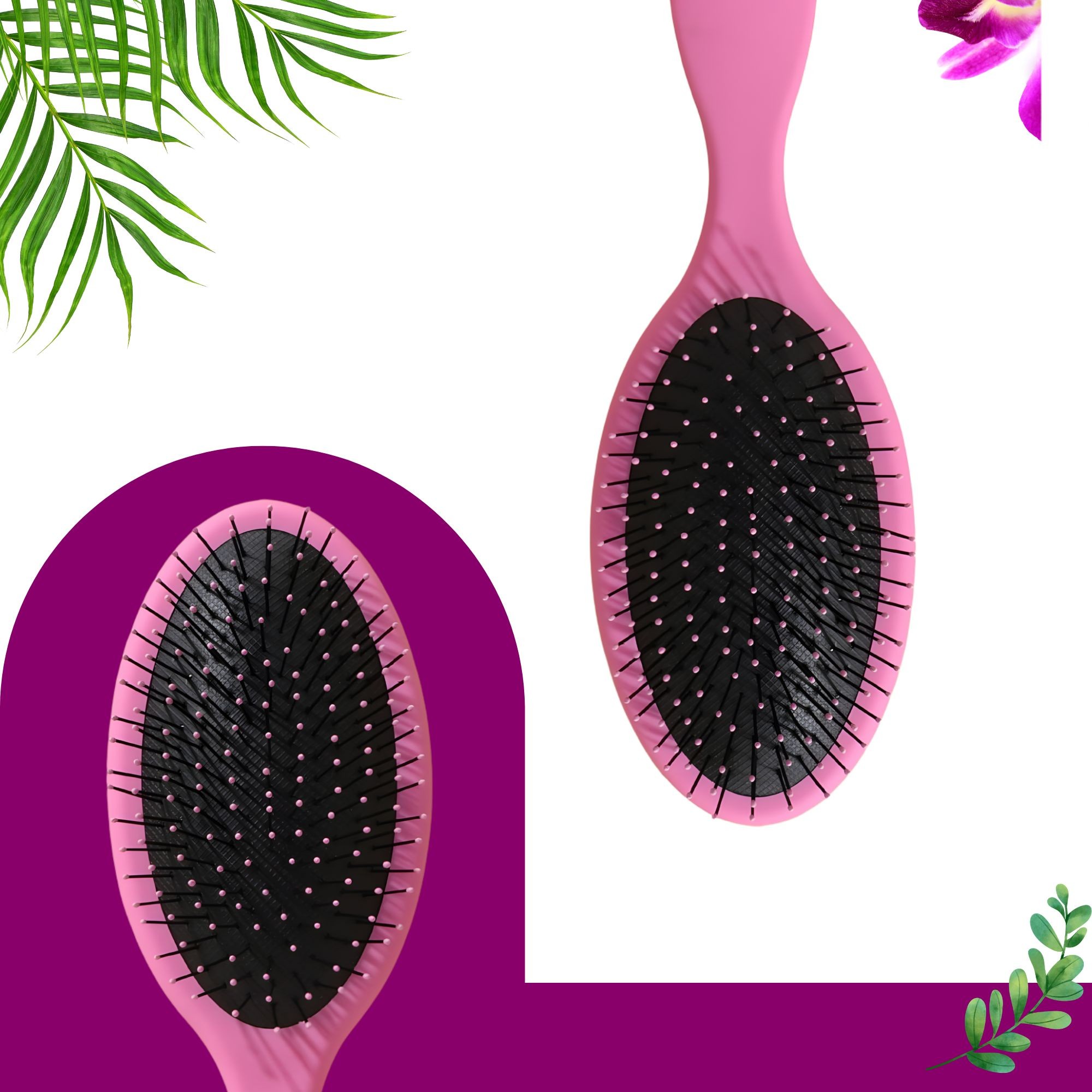 Pieptene cu Perna de Aer pentru Par, Flippy, Plastic ABS+Nylon, 22x7 cm, Roz