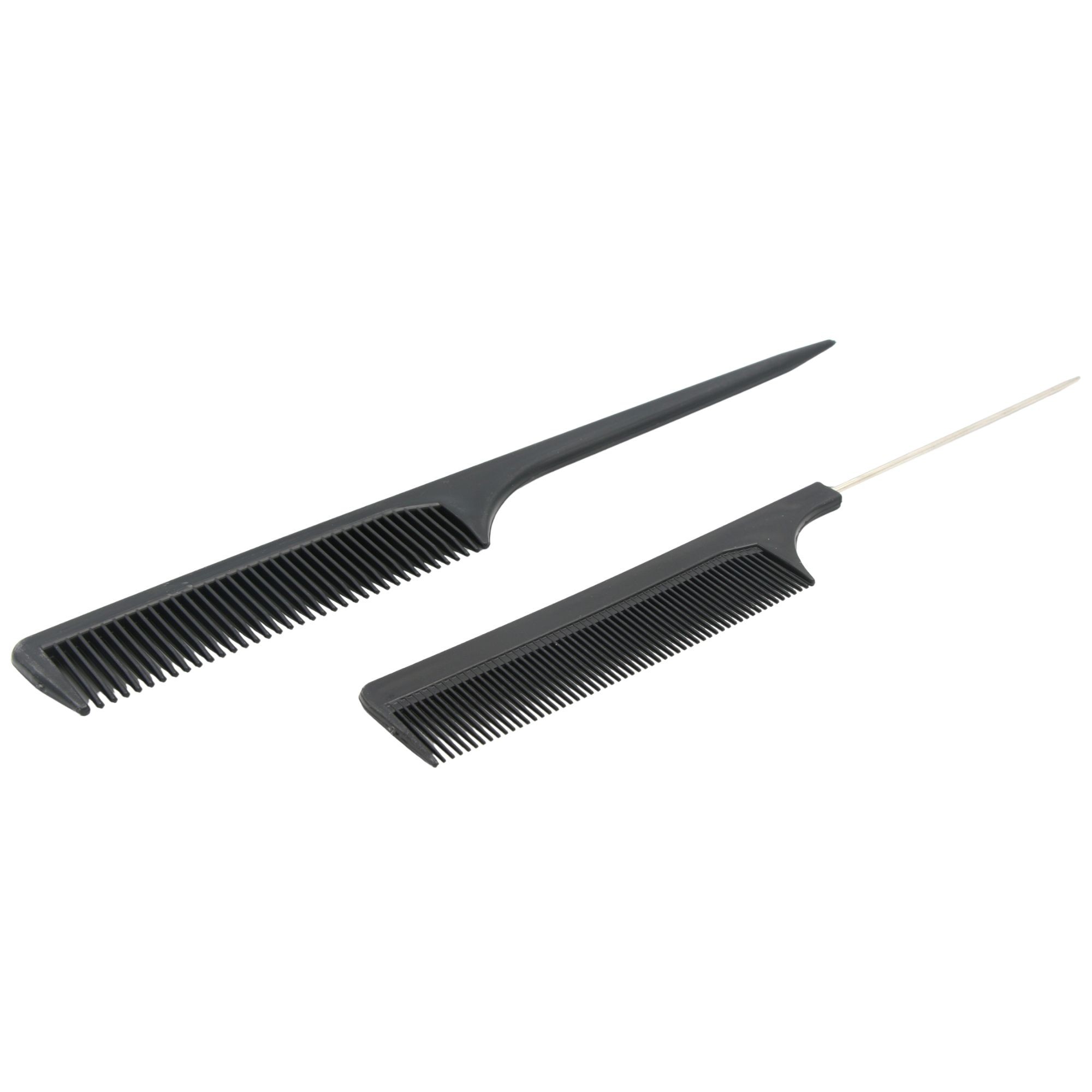 Set piepteni profesionali pentru coafat, Flippy, 10 bucati, PP + Otel inoxidabil, 18,5–22 cm, Rezistenti la caldura, Negru