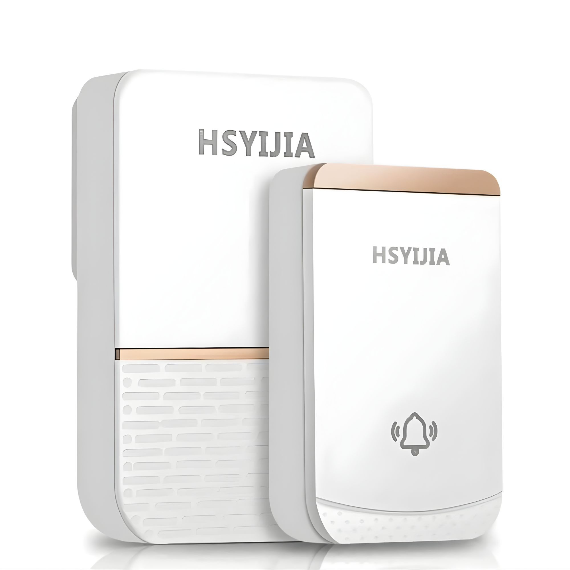 Sonerie Wireless, Flippy, Rezistenta la Stropi, Kit cu 2 Receptoare, 38 Melodii, 4 Niveluri Volum, 85 dB, raza 260 m, 9 x 5,6 x 18,5 cm, Alb/Auriu