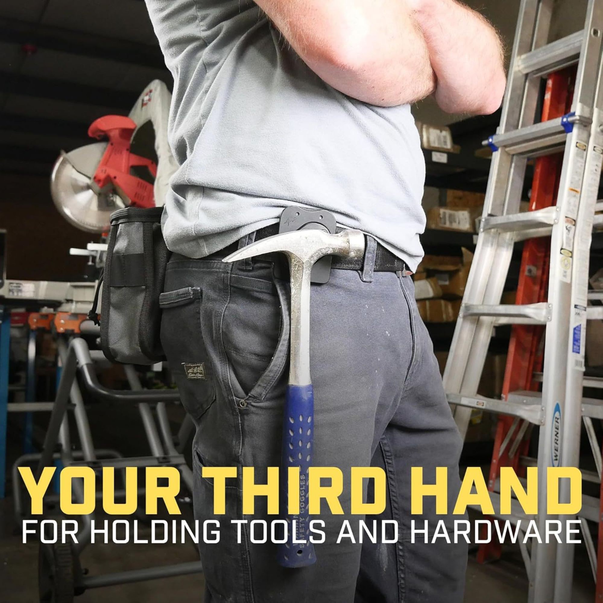 Suport Magnetic pentru Scule, Flippy, Clips Metalic pentru Curea, Fixare Puternica pentru Cuie, Suruburi, Ciocan, Cleste, Chei Si Alte Scule, 7.7 x 6.1 x 2cm, Negru