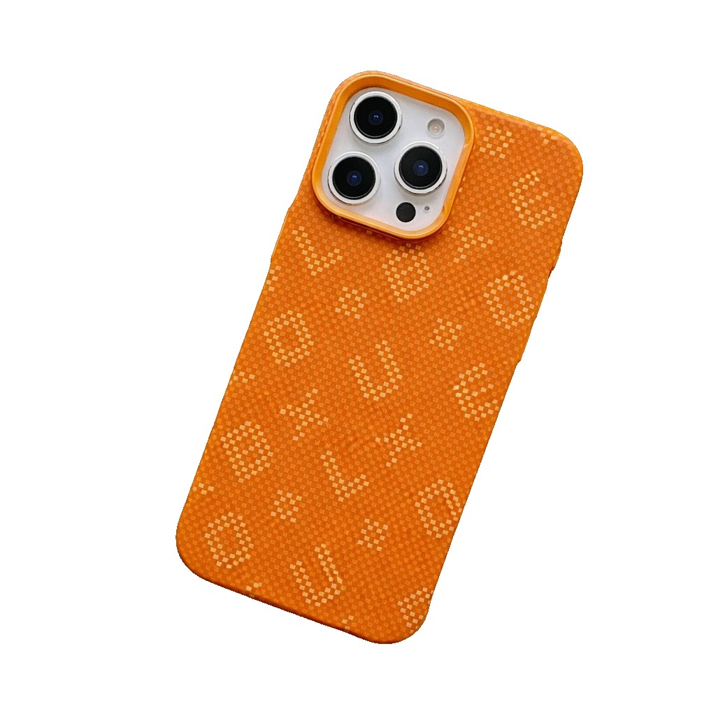 Carcasa Magnetica, Flippy, Compatibila Apple iPhone 15 Pro, din Fibra de Carbon, Litere Fosforescente, Portocaliu