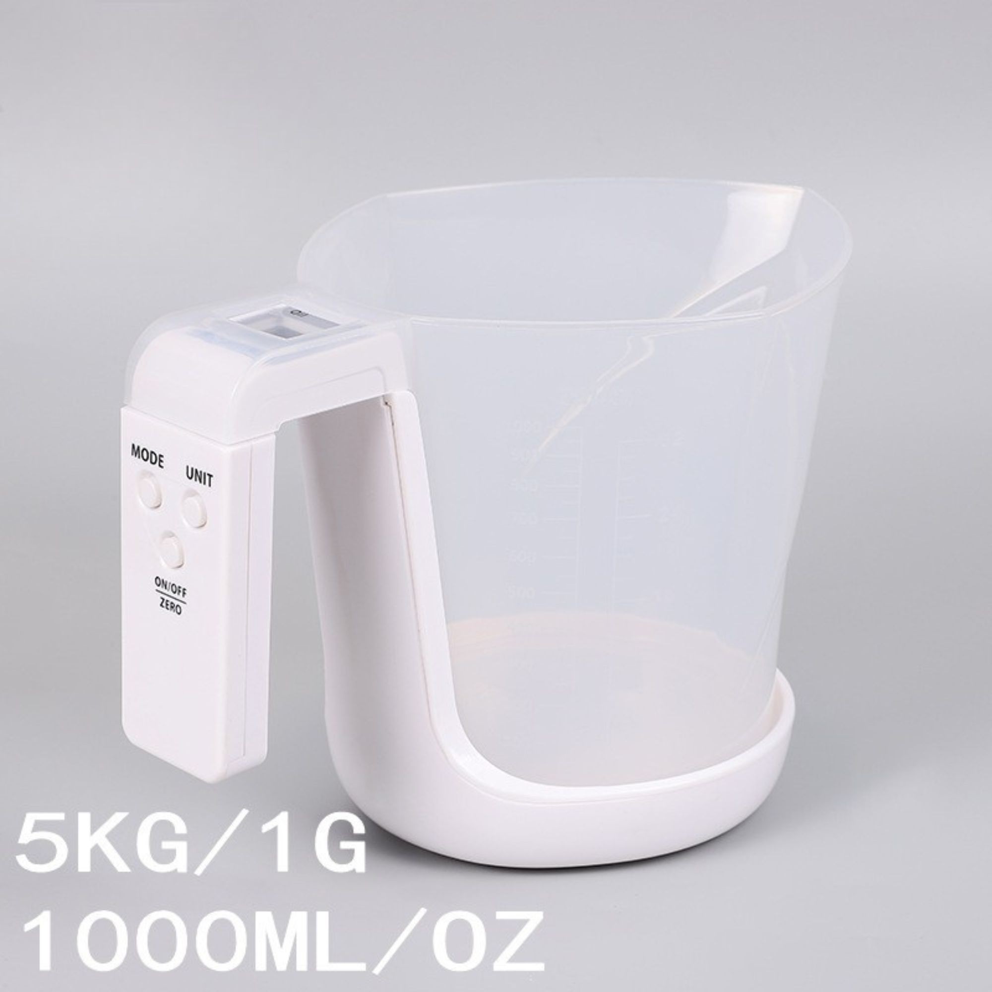 Cantar de Bucatarie 2 in 1, Flippy, Model Electronic, Tip Cana Gradata cu Masurare, pentru Lichide si Solide, Display Automat, 21.5 x 14.3 x 15 cm, Alb