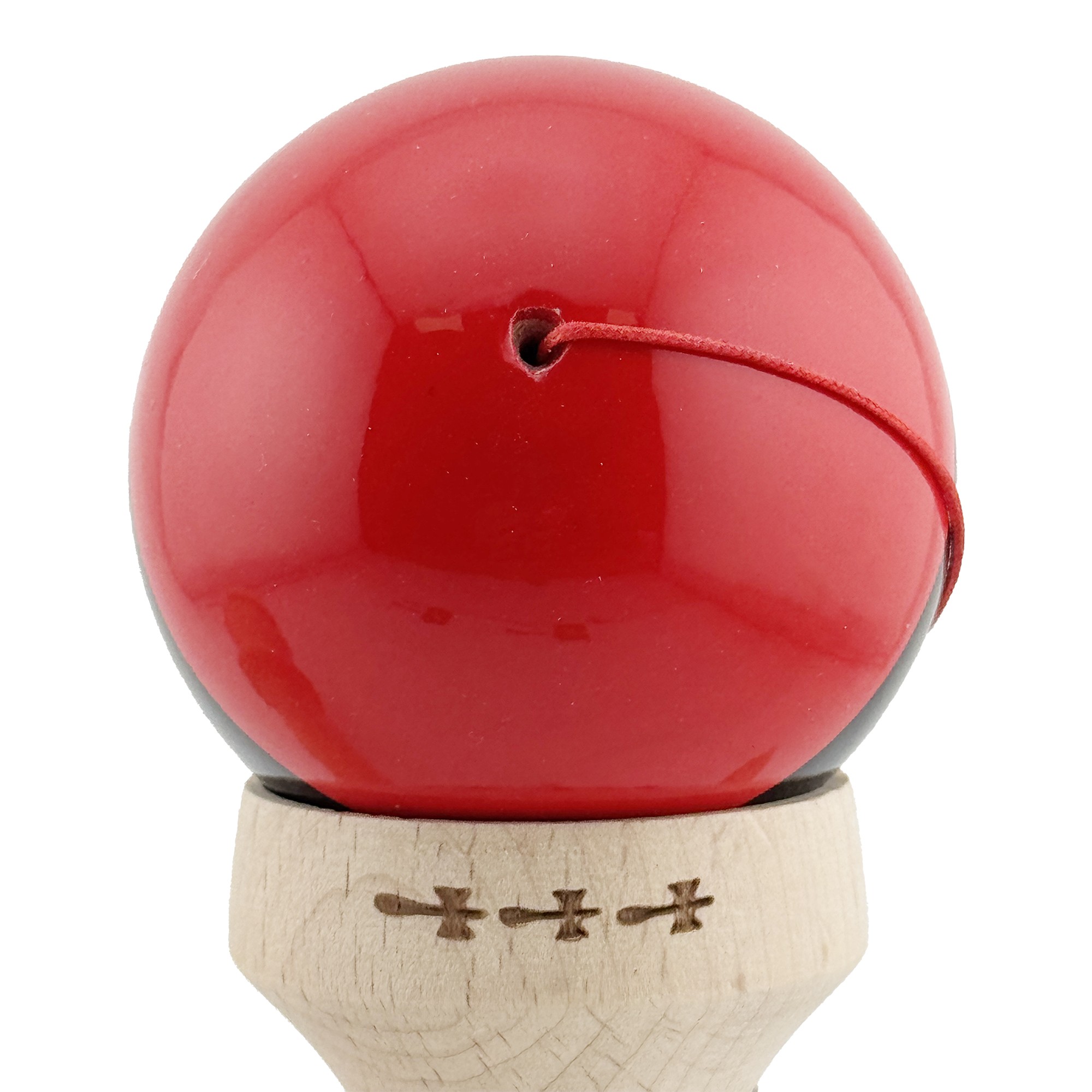 Kendama X Originala, Profesionala, Flippy, Super Sticky cu Cupe Mari KING SIZE V3, Gaura in Baza, Rulment Metalic, din lemn 18 cm, Ata 62/65 cm, Rosu/Negru/Galben 