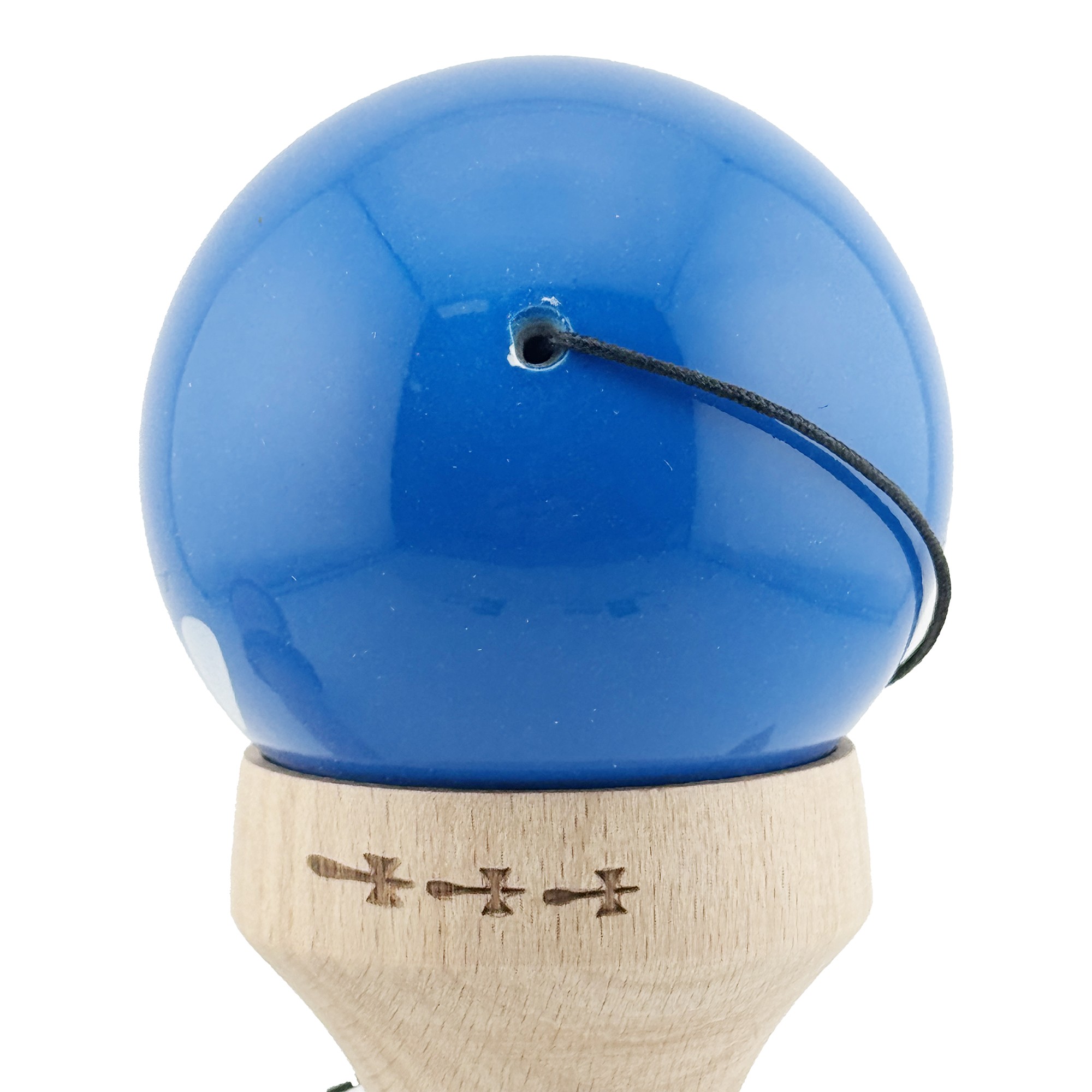 Kendama X Originala, Profesionala, Flippy, Crazy Smile, Super Sticky cu Cupe Mari KING SIZE V3, Gaura in Baza, Rulment Metalic, din lemn 18 cm, Ata 62/65 cm, Special Albastru