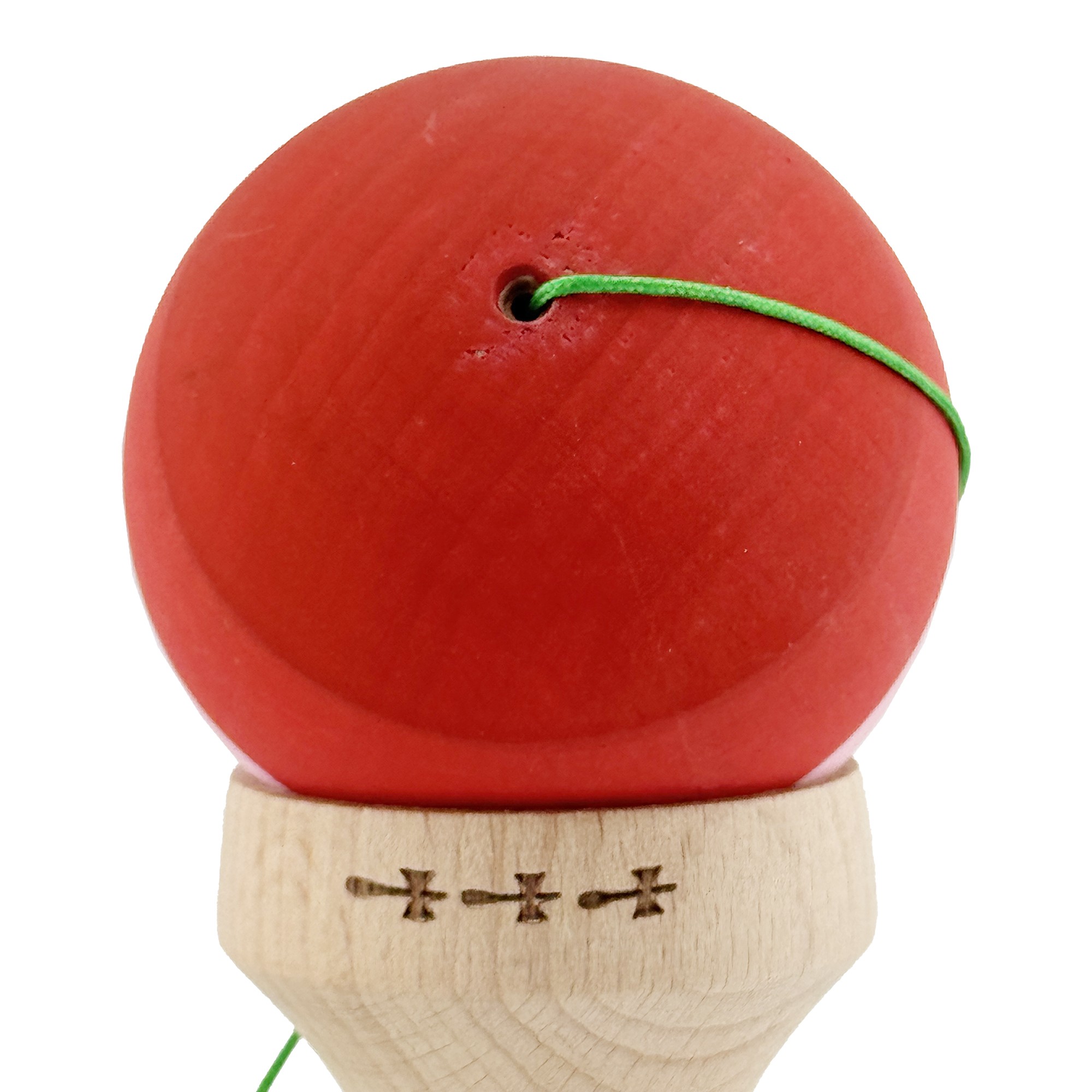 Kendama X Originala, Profesionala, Flippy, Rubber Grip, Cupe Mari KING SIZE V3, Gaura in Baza, Rulment Metalic, din lemn 18 cm, Ata 62/65 cm, Special Rosu/Roz/Maro