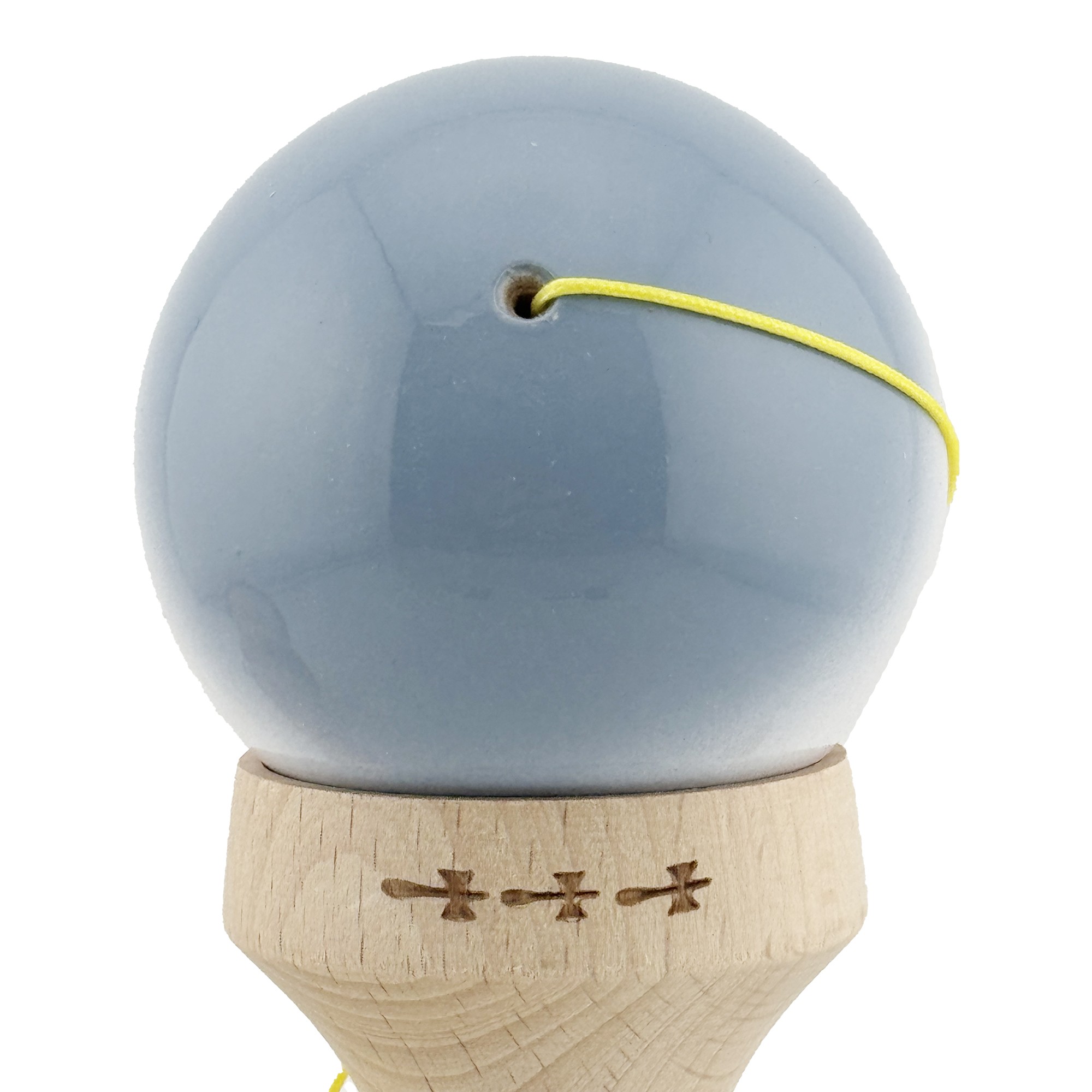 Kendama X Originala, Profesionala, Flippy, Super Sticky cu Cupe Mari KING SIZE V3, Gaura in Baza, Rulment Metalic, din lemn 18 cm, Ata 62/65 cm, Gradient Gri/Alb/Roz