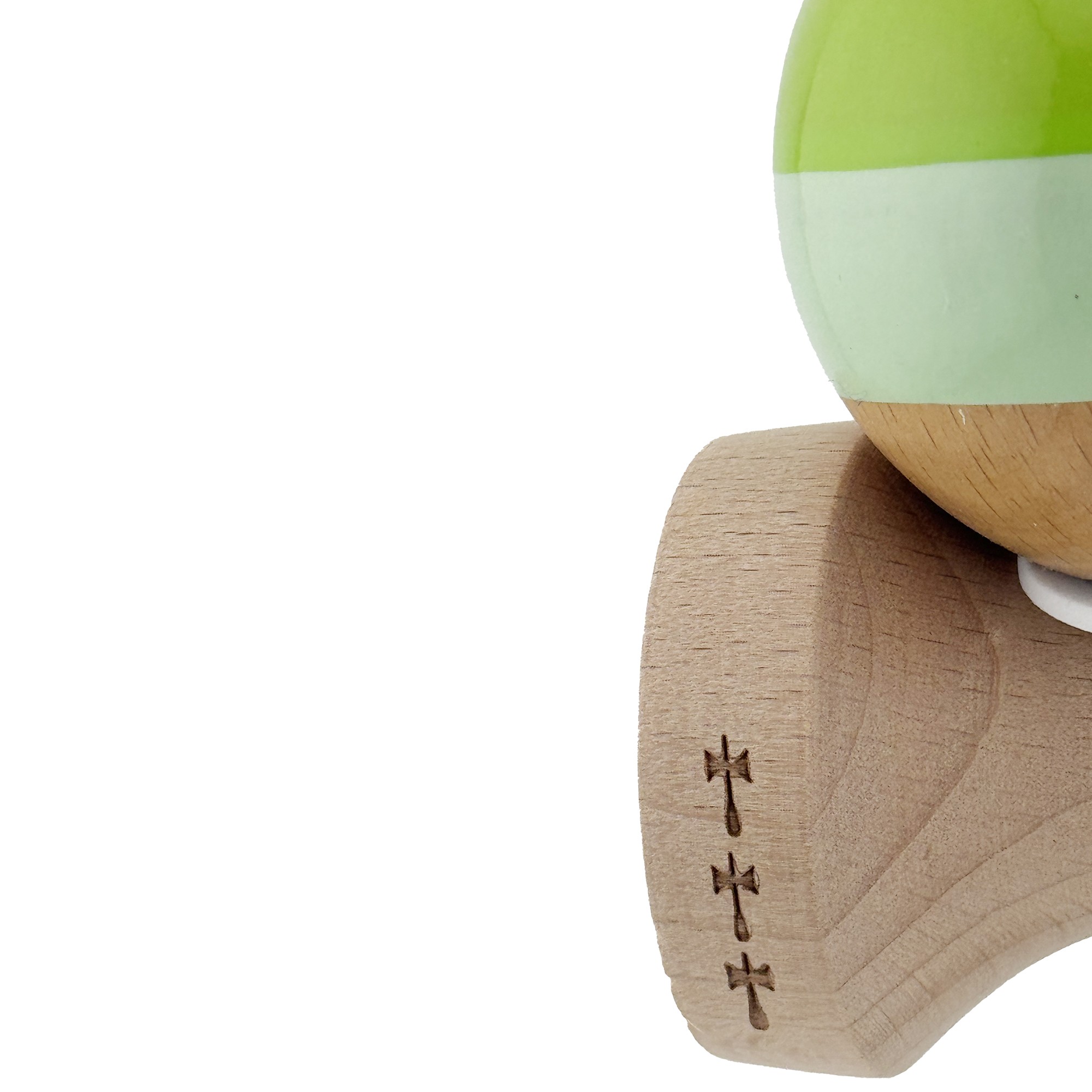 Kendama X Originala, Profesionala, Flippy, Super Sticky cu Cupe Mari KING SIZE V3, Gaura in Baza, Rulment Metalic, din lemn 18 cm, Ata 62/65 cm, Special Verde degrade