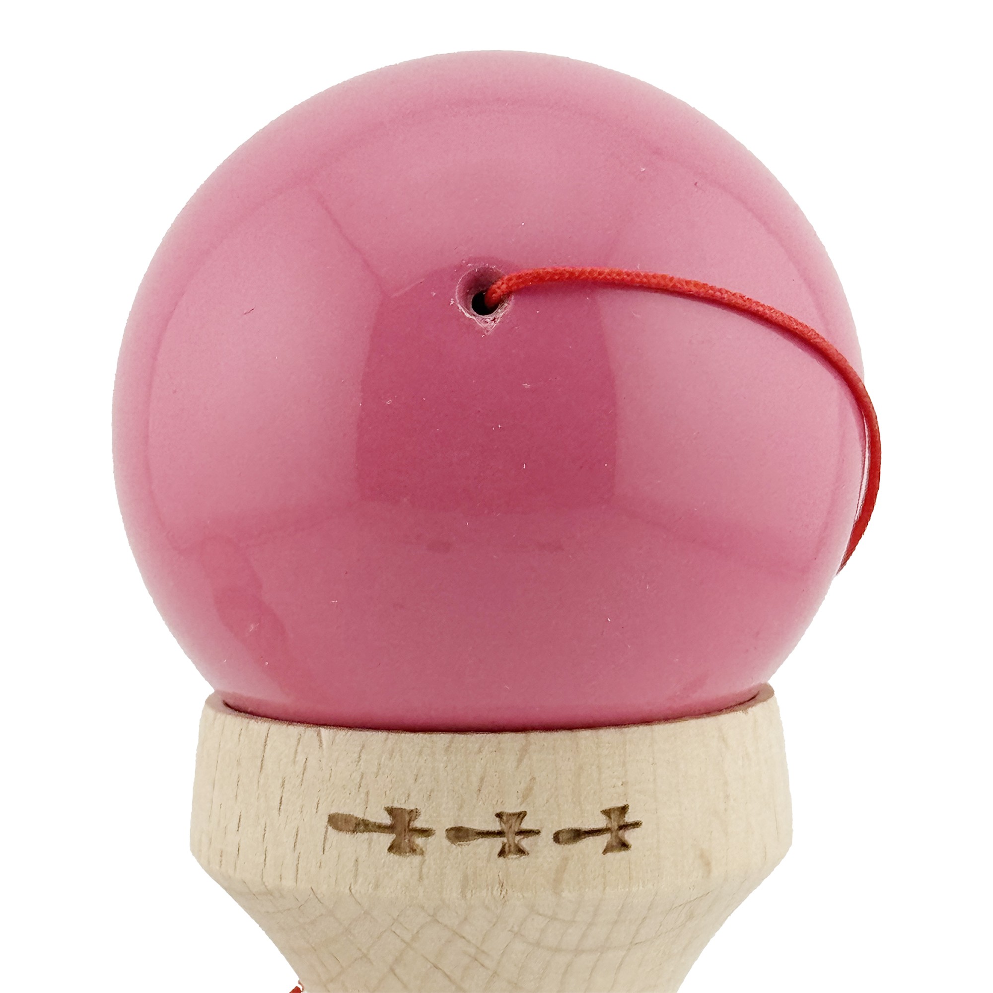 Kendama X Originala, Profesionala, Flippy, Super Sticky cu Cupe Mari KING SIZE V3, Gaura in Baza, Rulment Metalic, din lemn 18 cm, Ata 62/65 cm, Special Roz/Alb