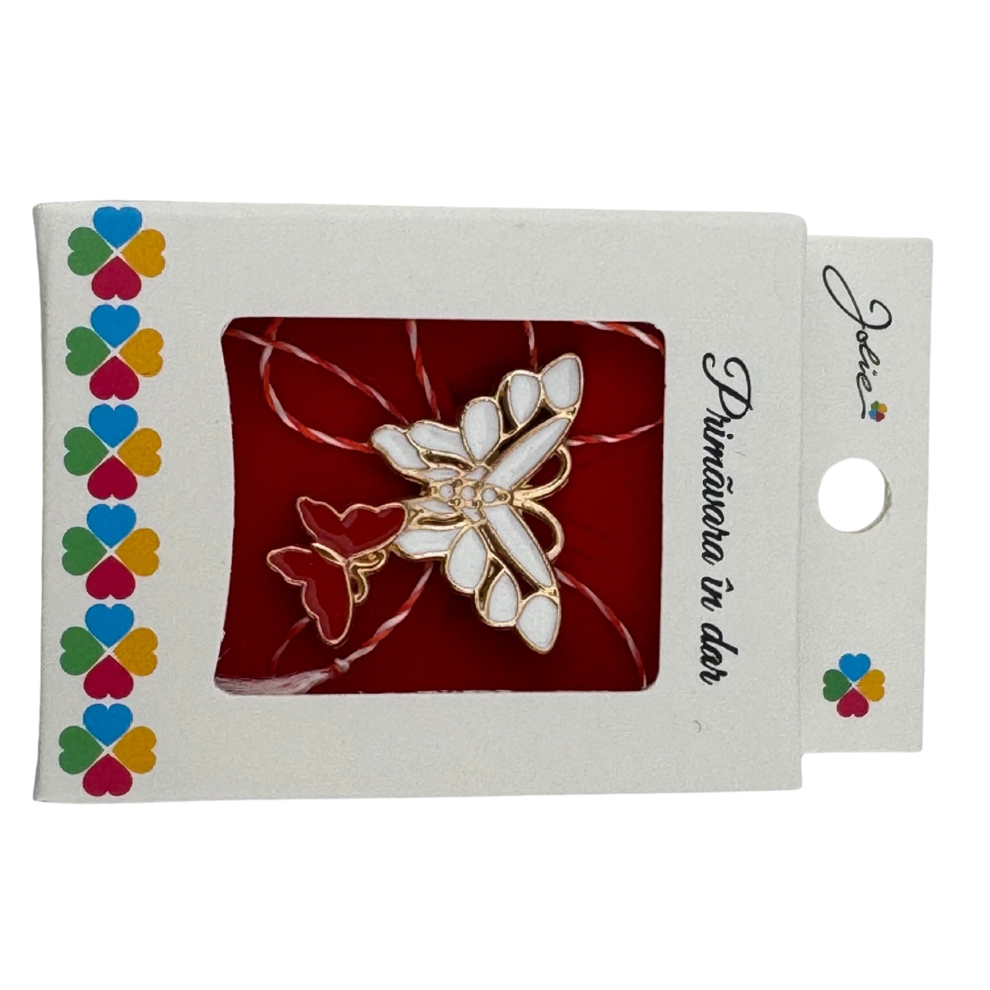 Martisor Brosa Mica in Cutie, Jolie, Dimensiune Brosa 2.5-3cm, Material Metal, Model Fluturi, Cutie Alba