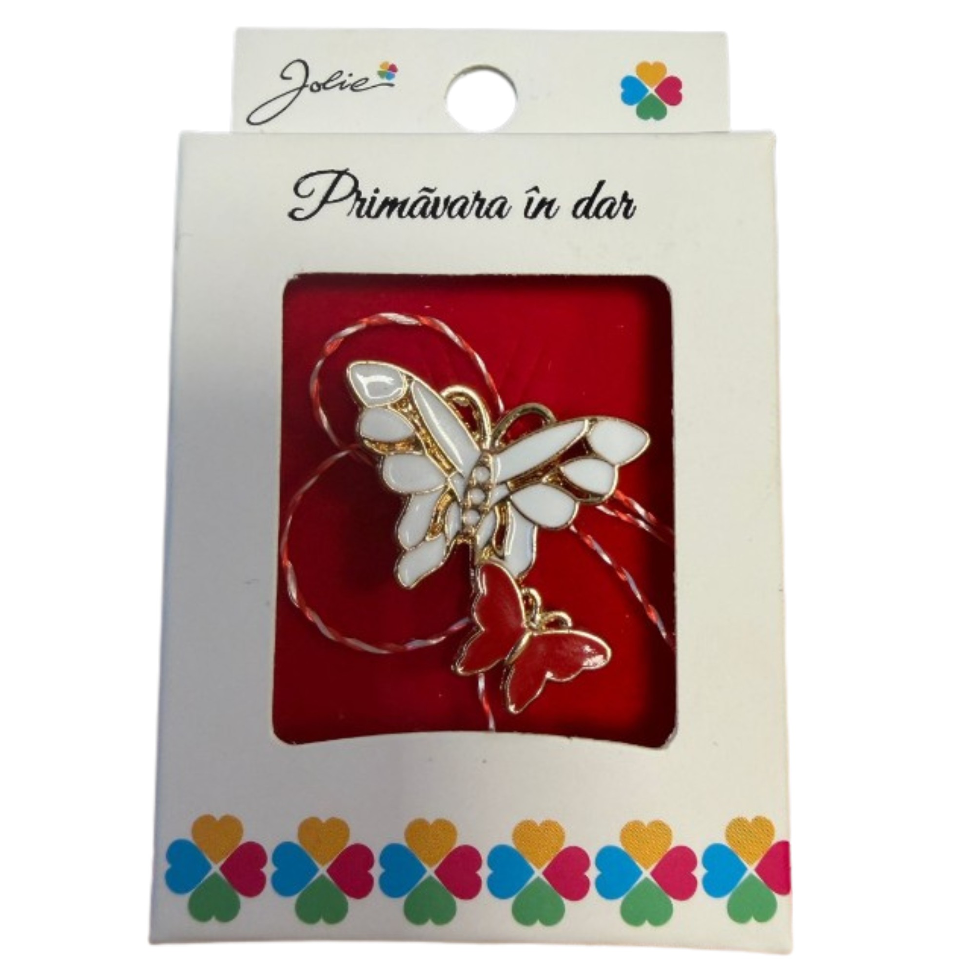 Martisor Brosa Mica in Cutie, Jolie, Dimensiune Brosa 2.5-3cm, Material Metal, Model Fluturi, Cutie Alba