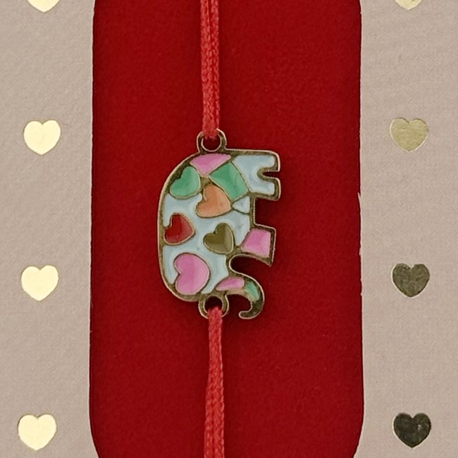 Bratara Placata cu Aur 24k Copii, Jolie, Model Elefant, cu Snur Rosu, 3.5 x 9.5, Multicolor 