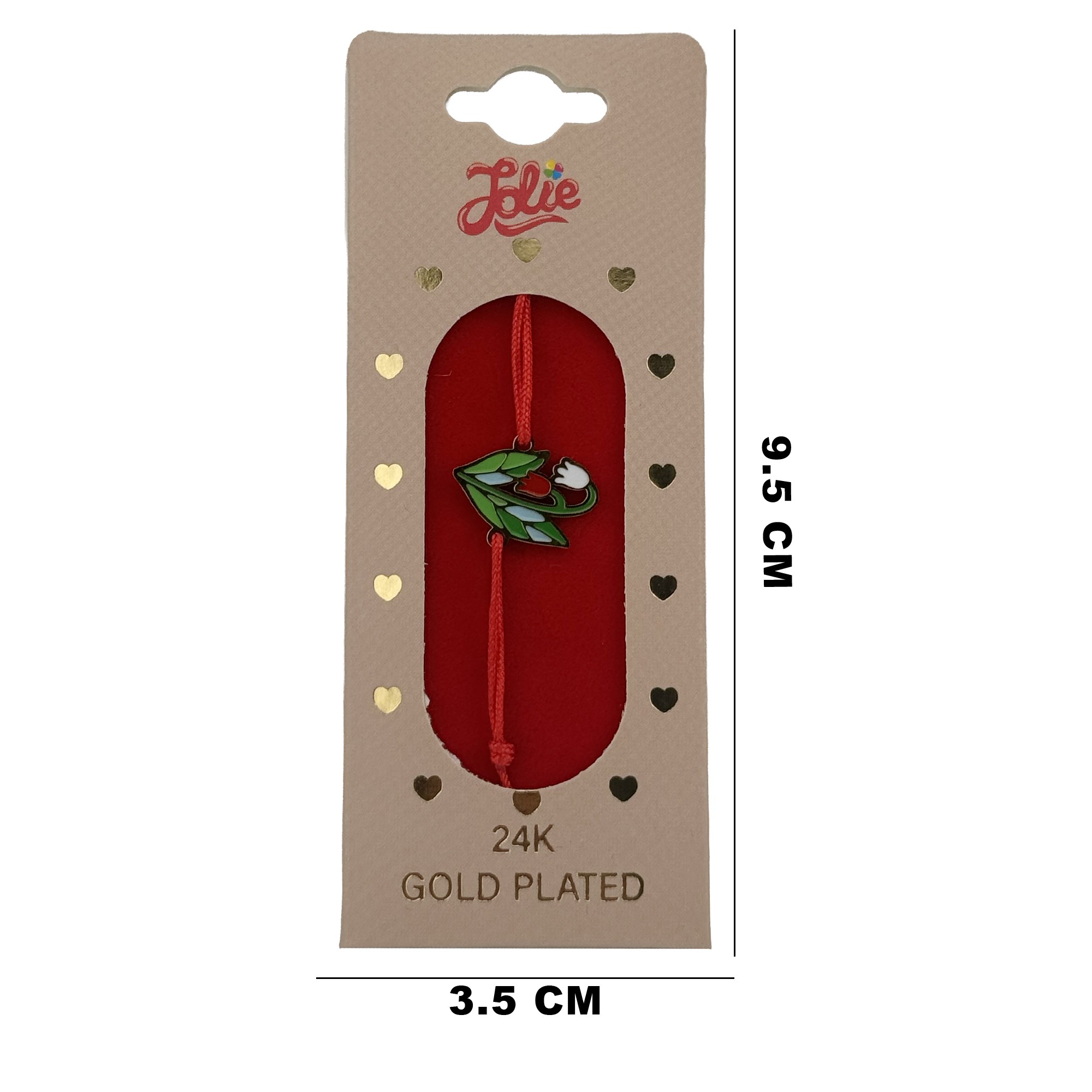 Bratara Placata cu Aur 24k Copii, Jolie, Model Lalele, cu Snur Rosu, 3.5 x 9.5, Multicolor 