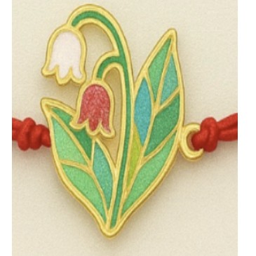 Bratara Placata cu Aur 24k pentru Copii, Snur Rosu, Model Lalele, Multicolor