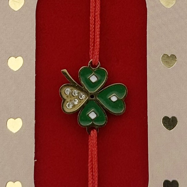 Bratara Placata cu Aur 24k Copii, Jolie, Model Trifoi cu Patru Foi, cu Snur Rosu, 3.5 x 9.5, Multicolor