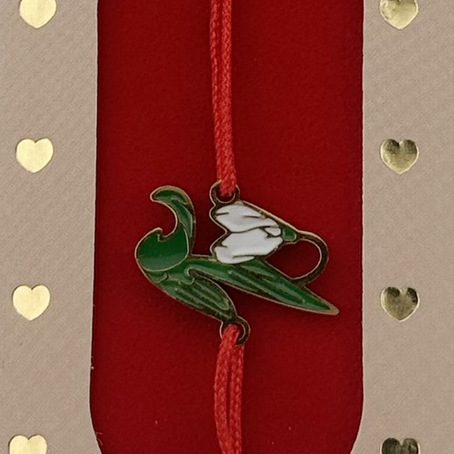 Bratara Placata cu Aur 24k Copii, Jolie, Model Lalea, cu Snur Rosu, 3.5 x 9.5, Verde