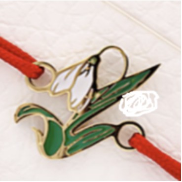 Bratara Placata cu Aur 24k pentru Copii, Snur Rosu, Model Lalea, Verde