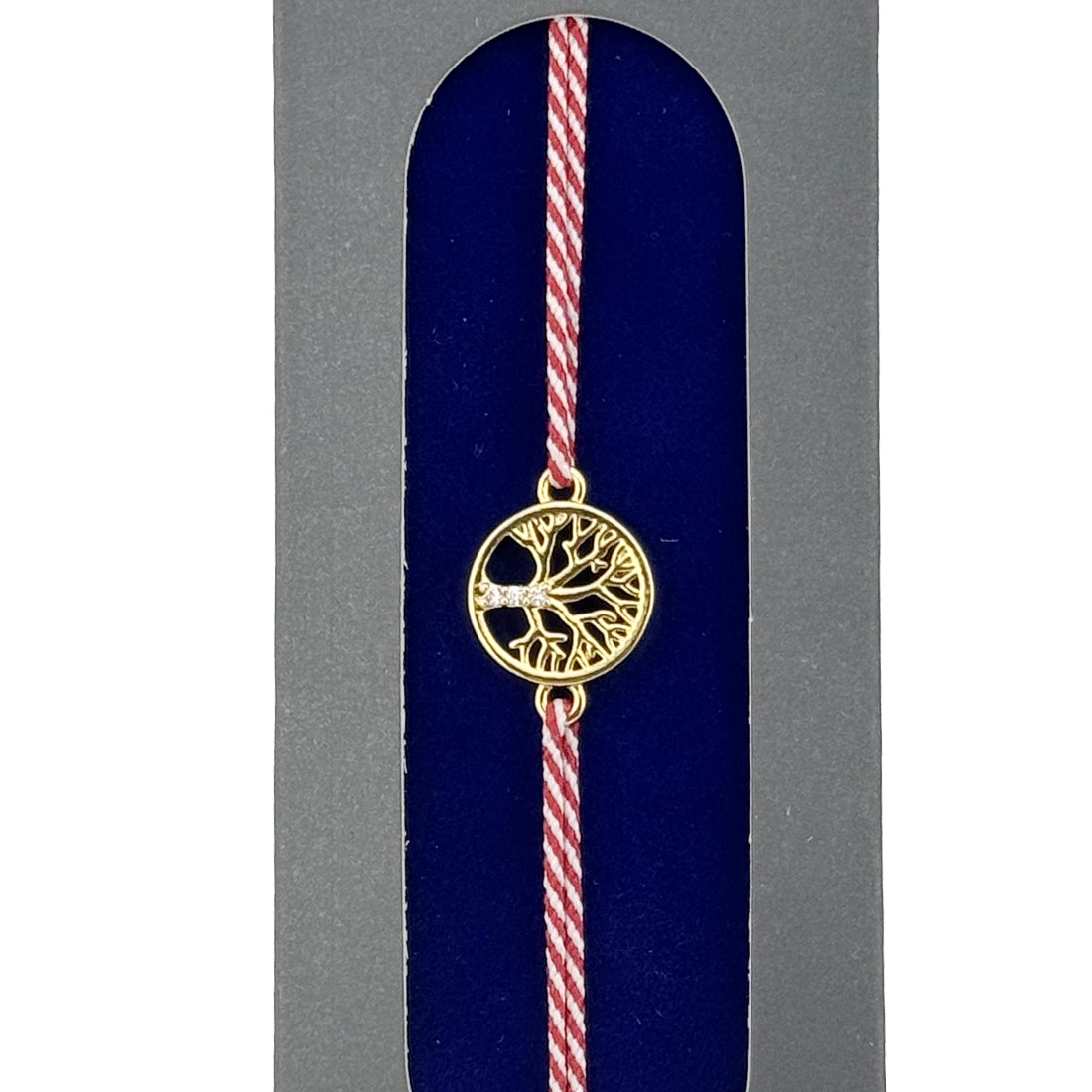 Bratara Placata cu Aur 24k, Jolie, Model Copac, Martisor Bratara, cu Snur Rosu, Auriu