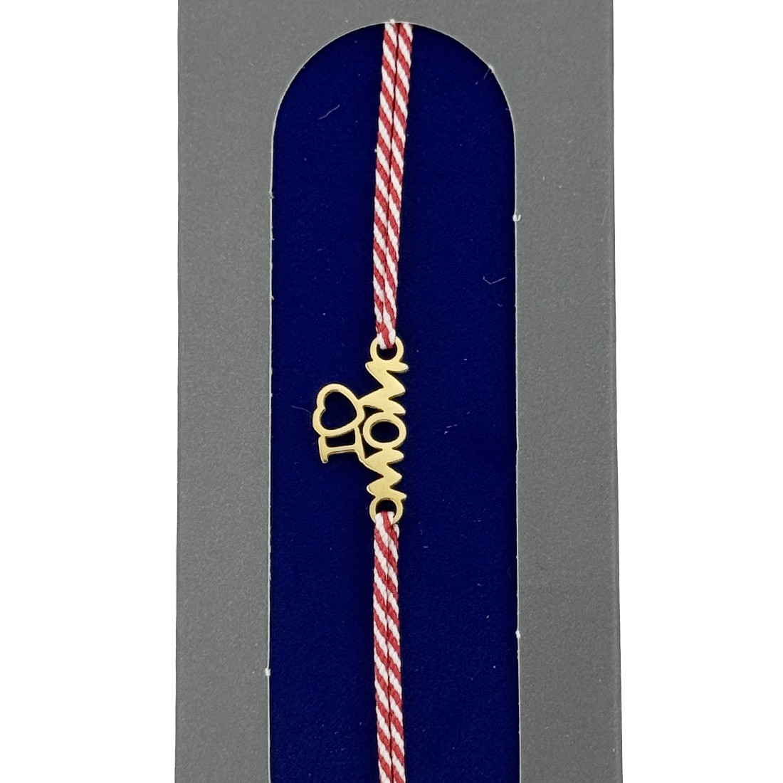 Bratara Placata cu Aur 24k, Jolie, Model I <3 MOM, Martisor Bratara, cu Snur Alb/Rosu, Auriu