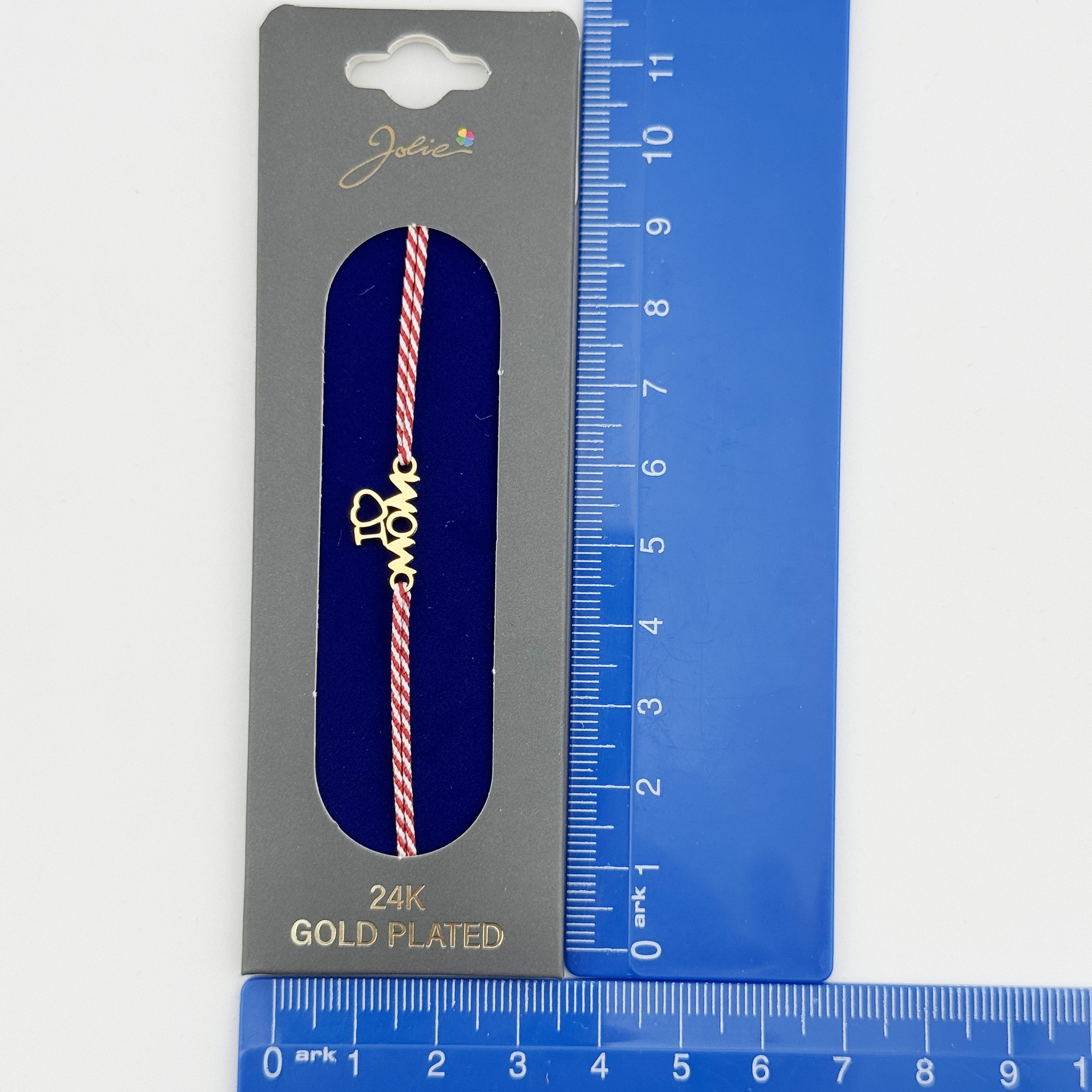 Bratara Placata cu Aur 24k, Jolie, Model I <3 MOM, Martisor Bratara, cu Snur Alb/Rosu, Auriu