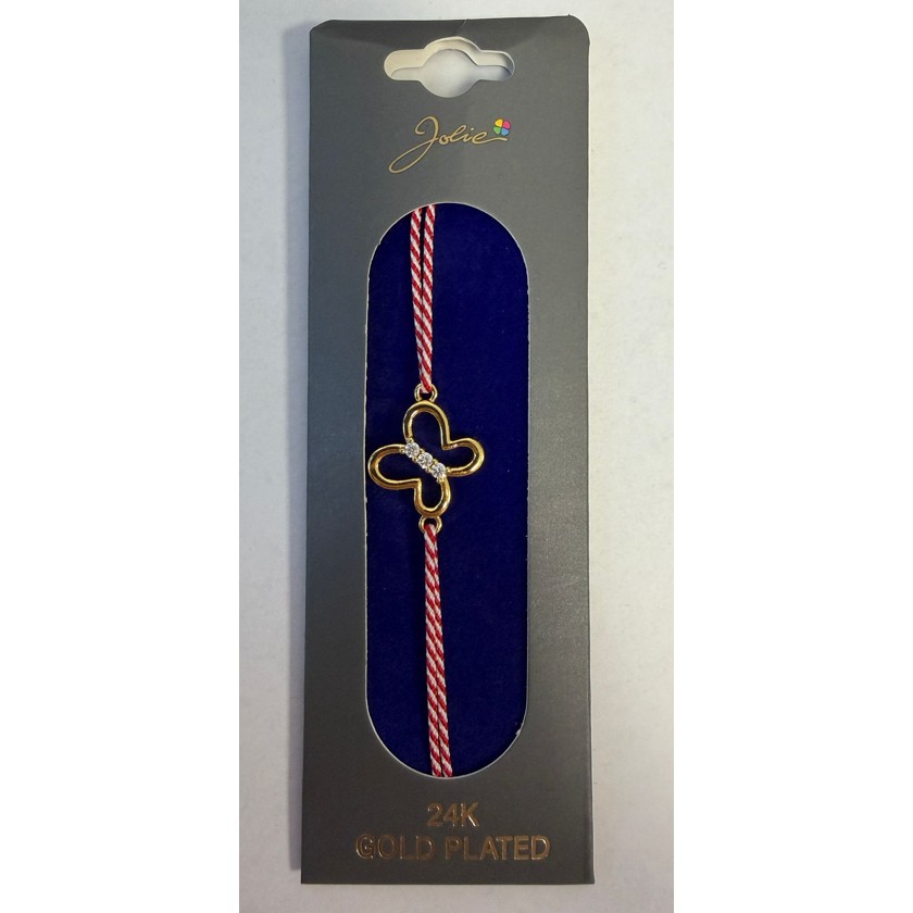 Bratara Placata cu Aur 24k, Snur Alb Rosu, Model 1