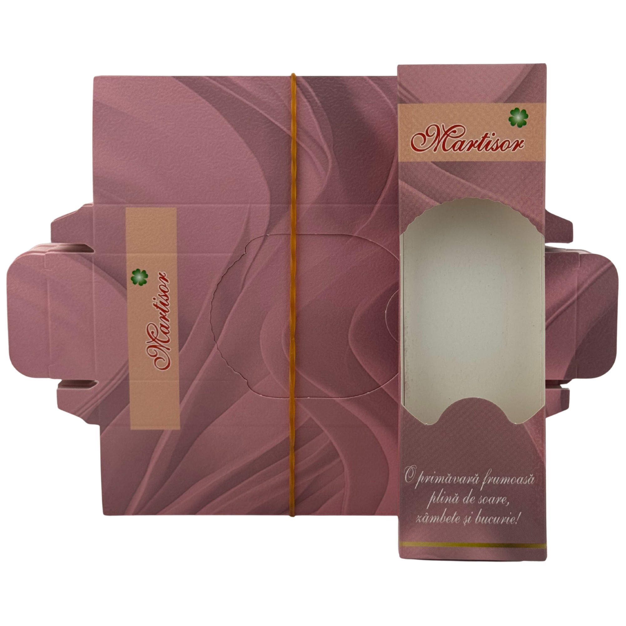 Ambalaje Martisor - Set 100 Bucati Ambalaje de Carton pentru Martisoare, Flippy, Cutii Brosa, Model Primavara, Roz