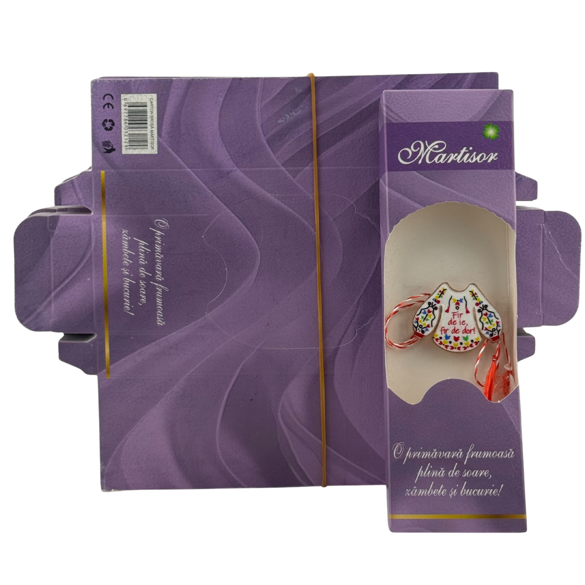 Set 100 Bucati Ambalaje de Carton pentru Martisoare, Flippy, Cutii Brosa, Model Primavara, Lila