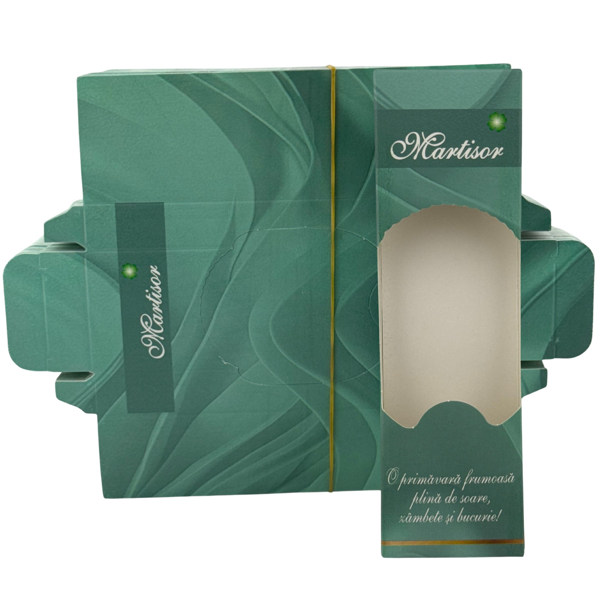 Ambalaje Martisor - Set 100 Bucati Ambalaje de Carton pentru Martisoare, Flippy, Cutii Brosa, Model Primavara, Verde