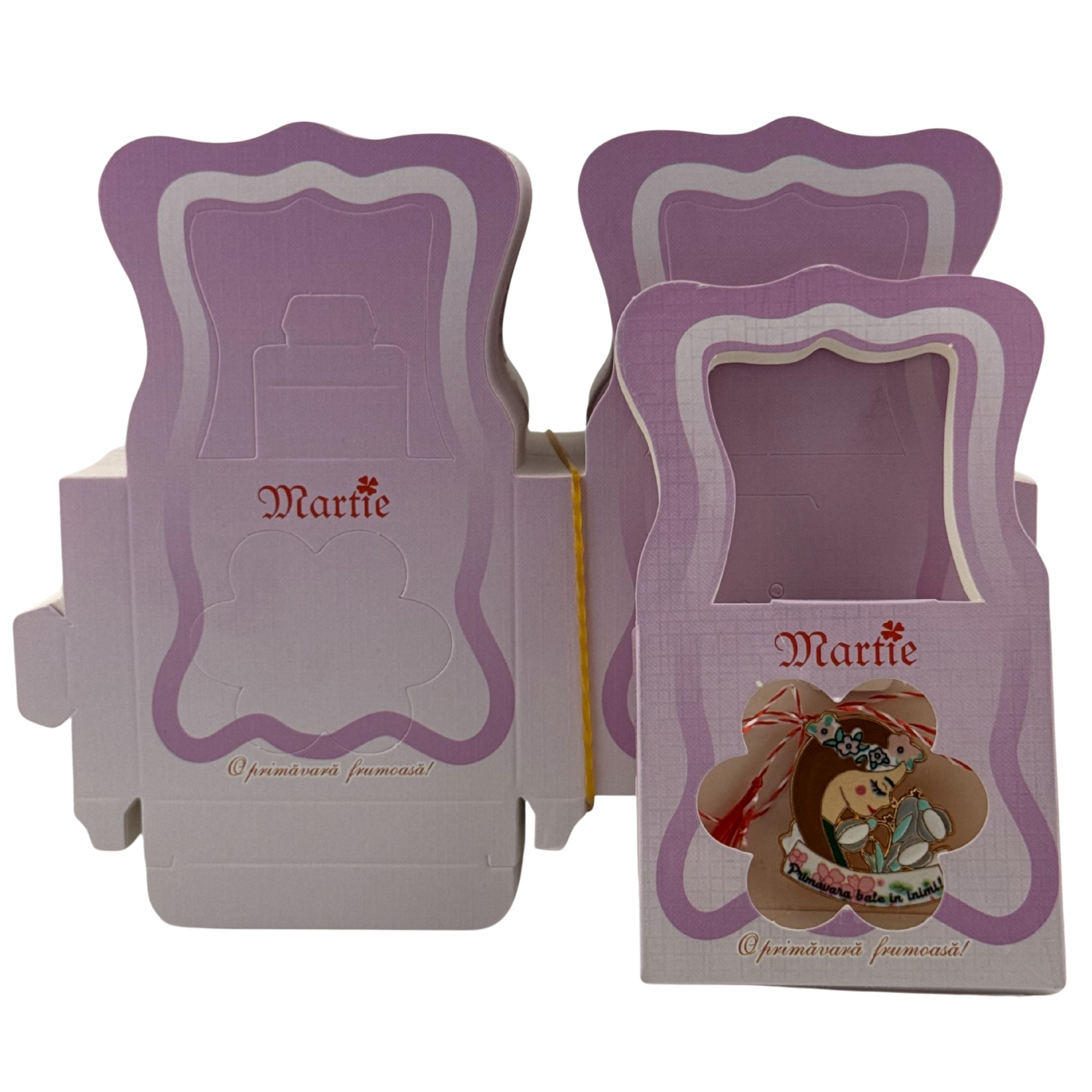 Set 200 Bucati Ambalaje de Carton pentru Martisoare, Flippy, Cutii Brosa, Model Gentuta, Lila