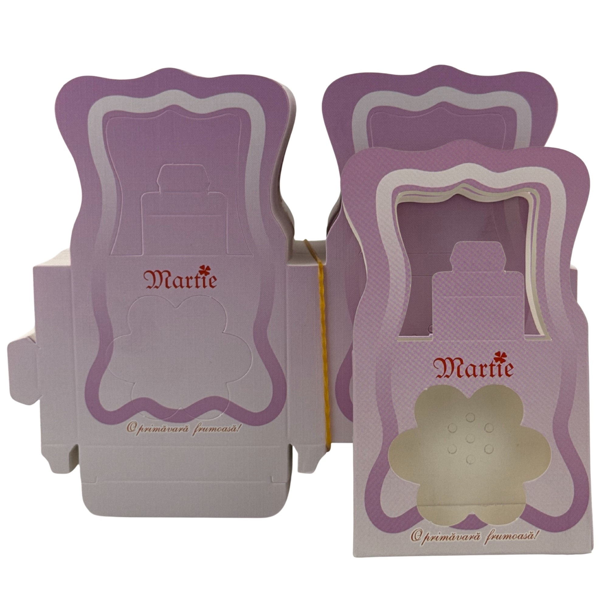 Set 200 Bucati Ambalaje de Carton pentru Martisoare, Flippy, Cutii Brosa, Model Gentuta, Lila