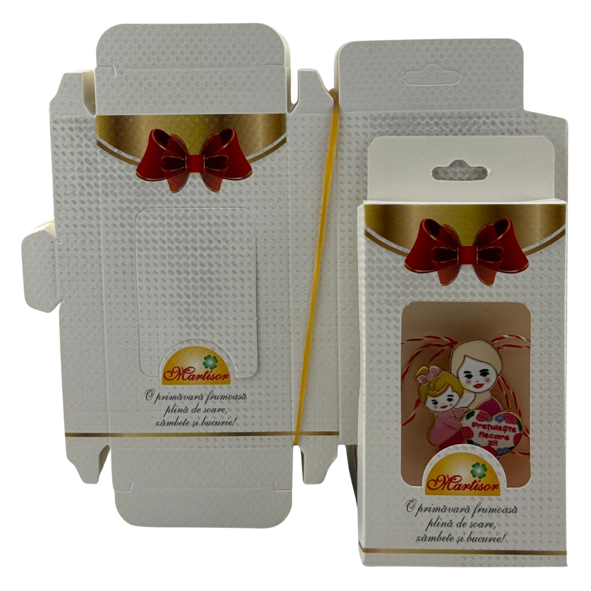 Set 200 Bucati Ambalaje de Carton pentru Martisoare, Flippy, Cutii Brosa, Model cu Funda, Alb