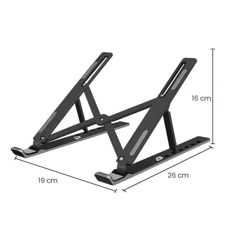 Suport pentru Laptop, Flippy, Suport Portabil Pliabil, Universal Reglabil Suspendat pentru Tableta, din Aliaj si ABS, 100-160 mm, 26 x 19 x 16 cm, Negru