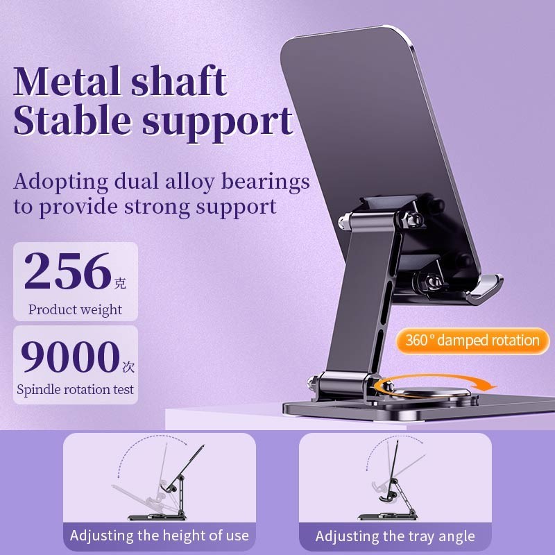 Suport pentru Telefon, Flippy, Suport Pliabil pentru Streaming, din Aliaj de Aluminiu, Compatibil cu Tableta, pentru Birou, 14.6 x 11.5 x 7 cm, Space Grey