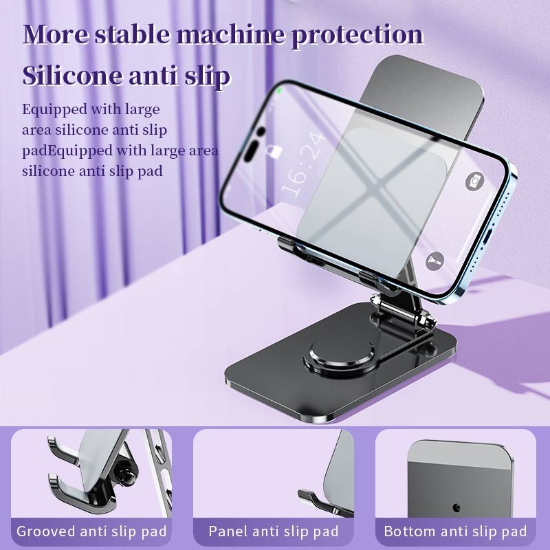 Suport pentru Telefon, Flippy, Suport Pliabil pentru Streaming, din Aliaj de Aluminiu, Compatibil cu Tableta, pentru Birou, 14.6 x 11.5 x 7 cm, Space Grey