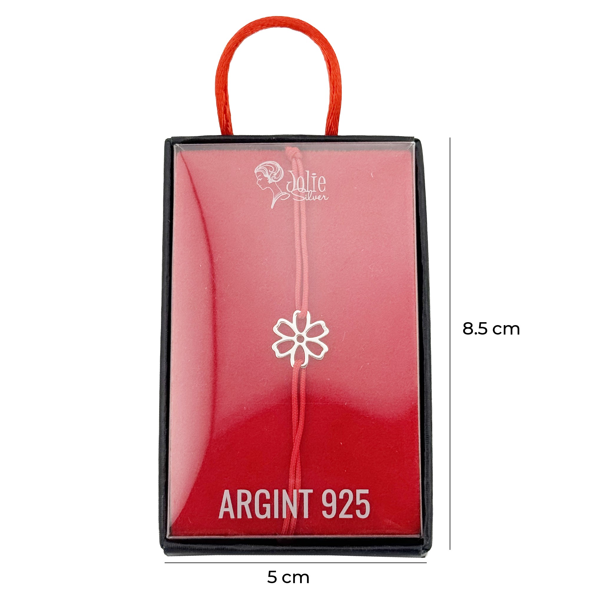 Bratara Argint 925 pentru Dama, Jolie, Model Romanita, Martisor Bratara de 1 Martie, Pandativ Argintiu cu Snur Rosu