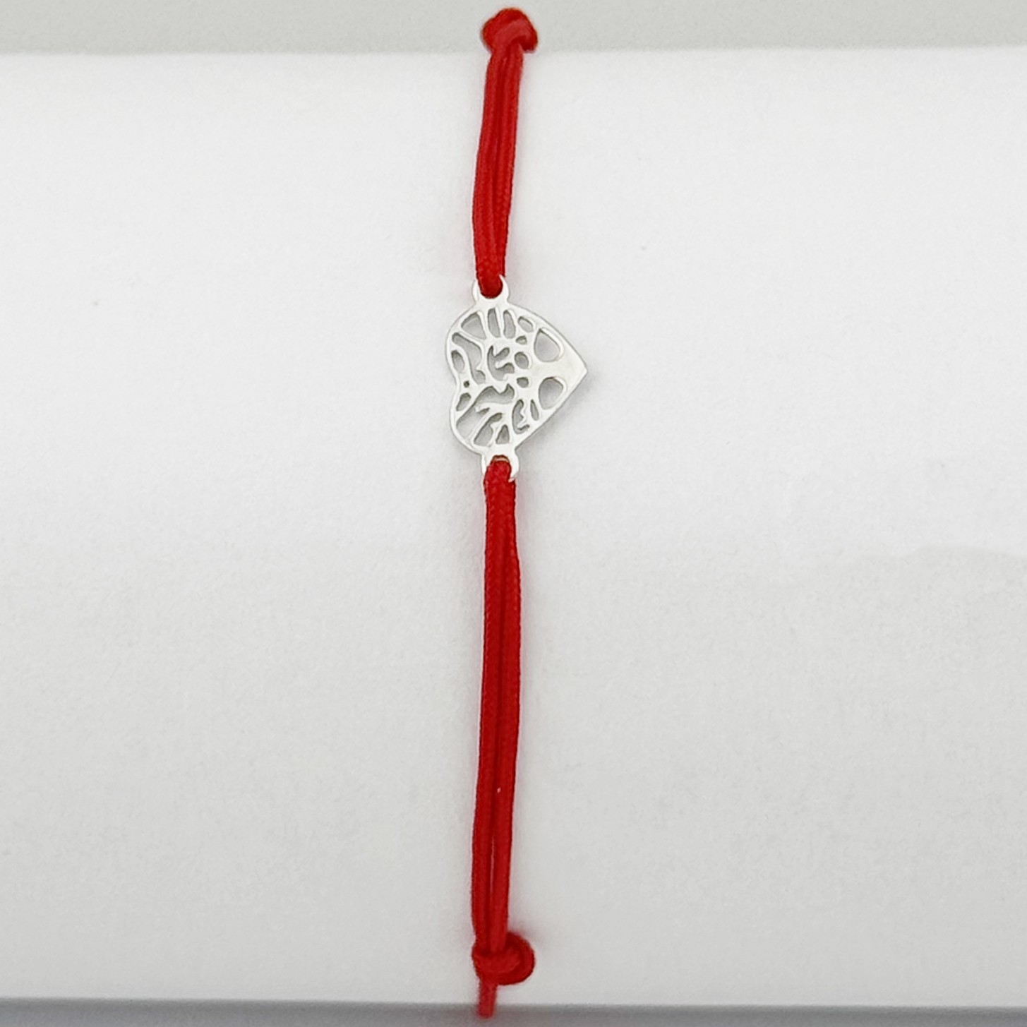 Bratara Argint 925 pentru Dama, Jolie, Model Copac in Inima, Martisor Bratara de 1 Martie, Pandativ Argintiu cu Snur Rosu