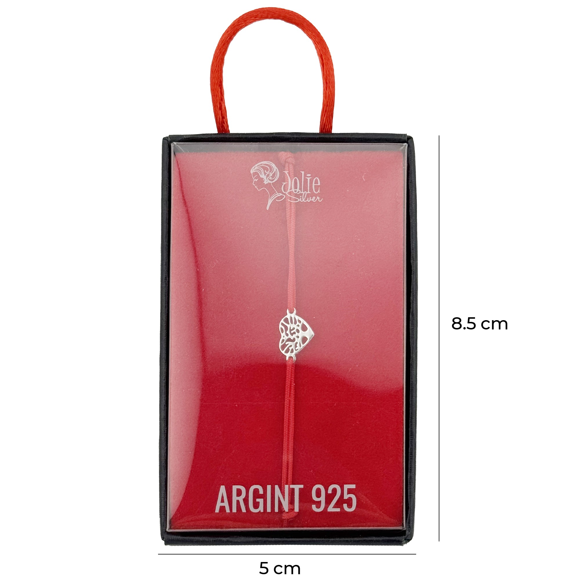 Bratara Argint 925 pentru Dama, Jolie, Model Copac in Inima, Martisor Bratara de 1 Martie, Pandativ Argintiu cu Snur Rosu