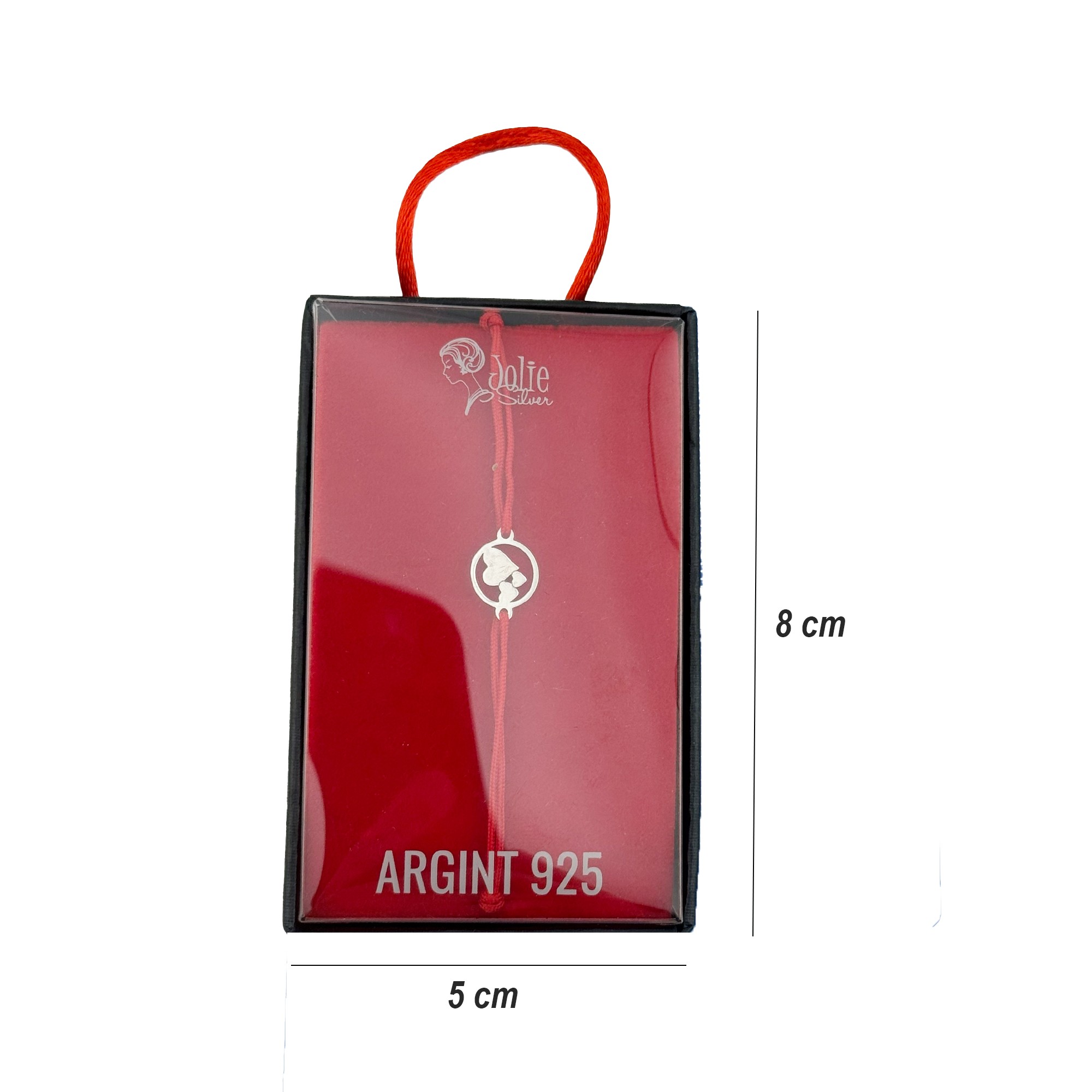 Bratara Cu Pandativ din Argint 925, Jolie Silver, Model Trei Inimi Cerc, Snur Textil Rosu, Dimensiune Reglabila, Nod Dublu, Ambalata Individual, 1.5 cm x 1.5 cm