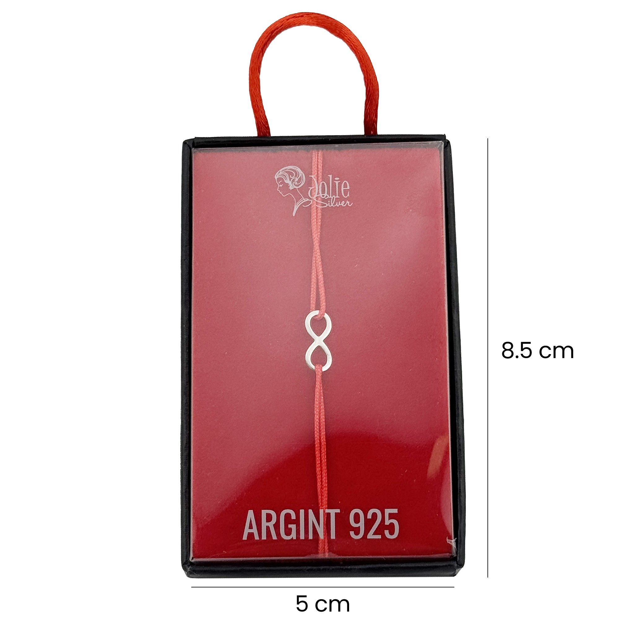 Martisor Bratara Argint 925 pentru Copii, Jolie, Model Infinit, Martisor de 1 Martie, cu Snur Rosu, Argintiu