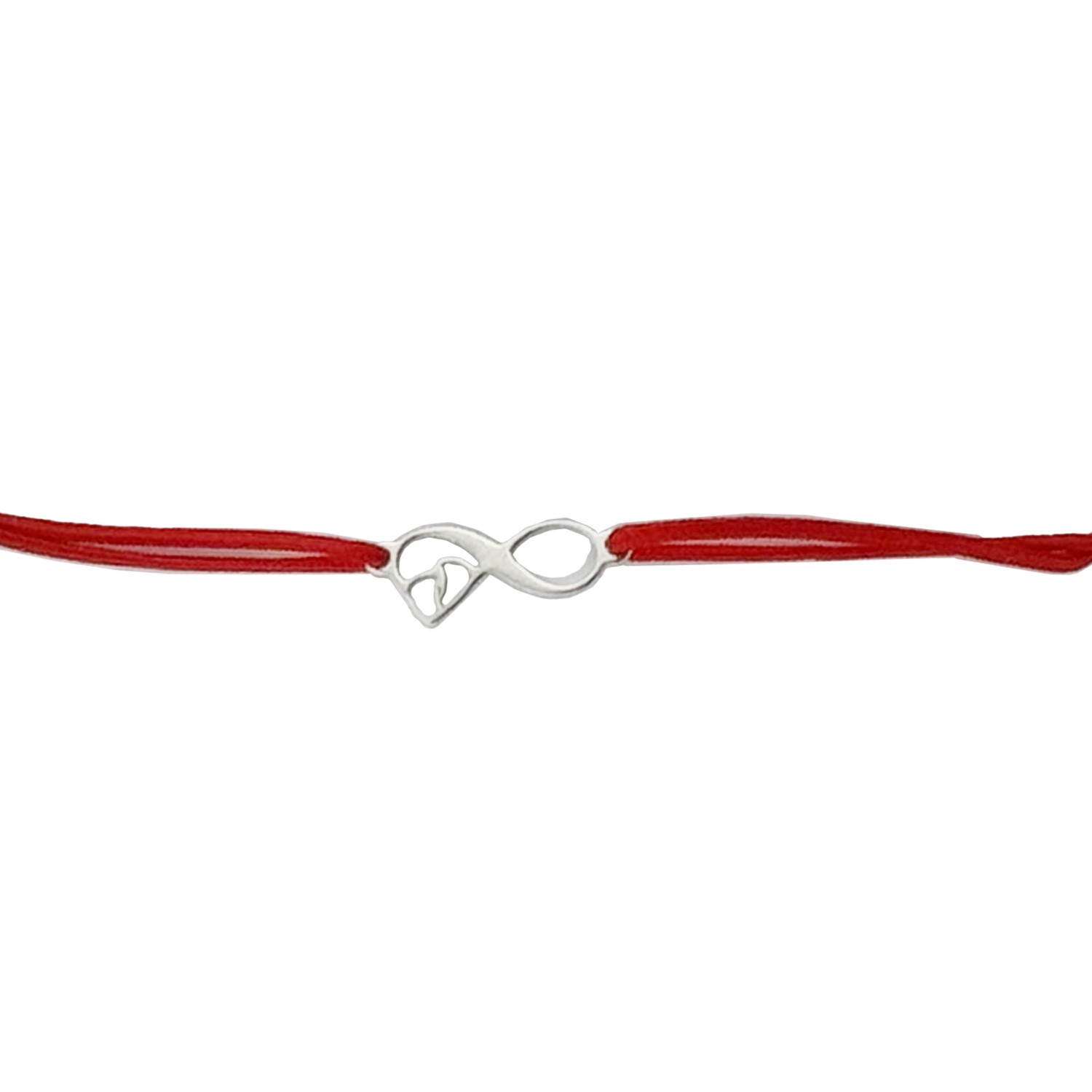 Martisor Bratara Argint 925 pentru Copii, Jolie, Model Infinit cu picioruse, Martisor de 1 Martie, cu Snur Rosu, Argintiu