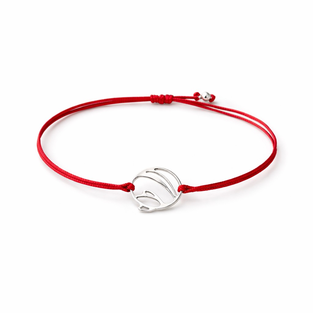 Bratara Martisor, Jolie Silver, Model Floare Stilizata Rotunda, Reglabila, Argint 925, Snur Textil, 7.5 x 4.5 cm, Argintiu