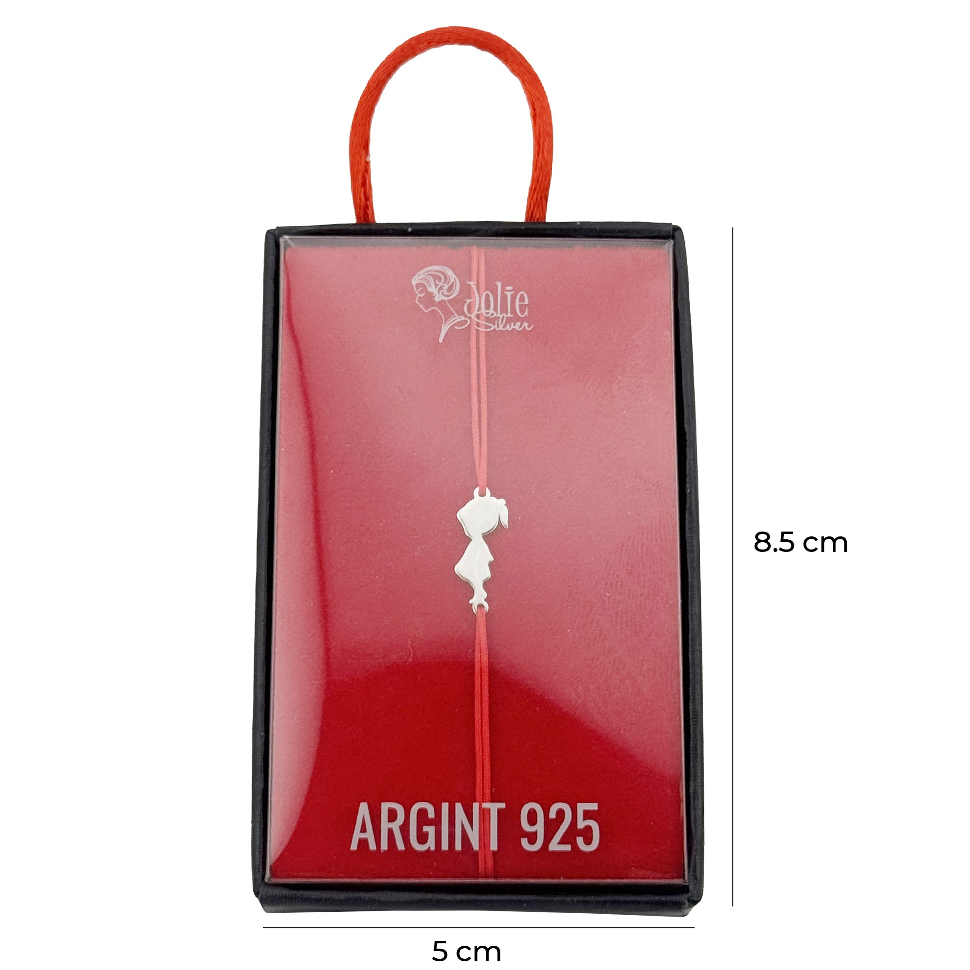 Bratara Argint 925 pentru Dama, Jolie, Model Fetita, Martisor Bratara de 1 Martie, Pandativ Argintiu cu Snur Rosu