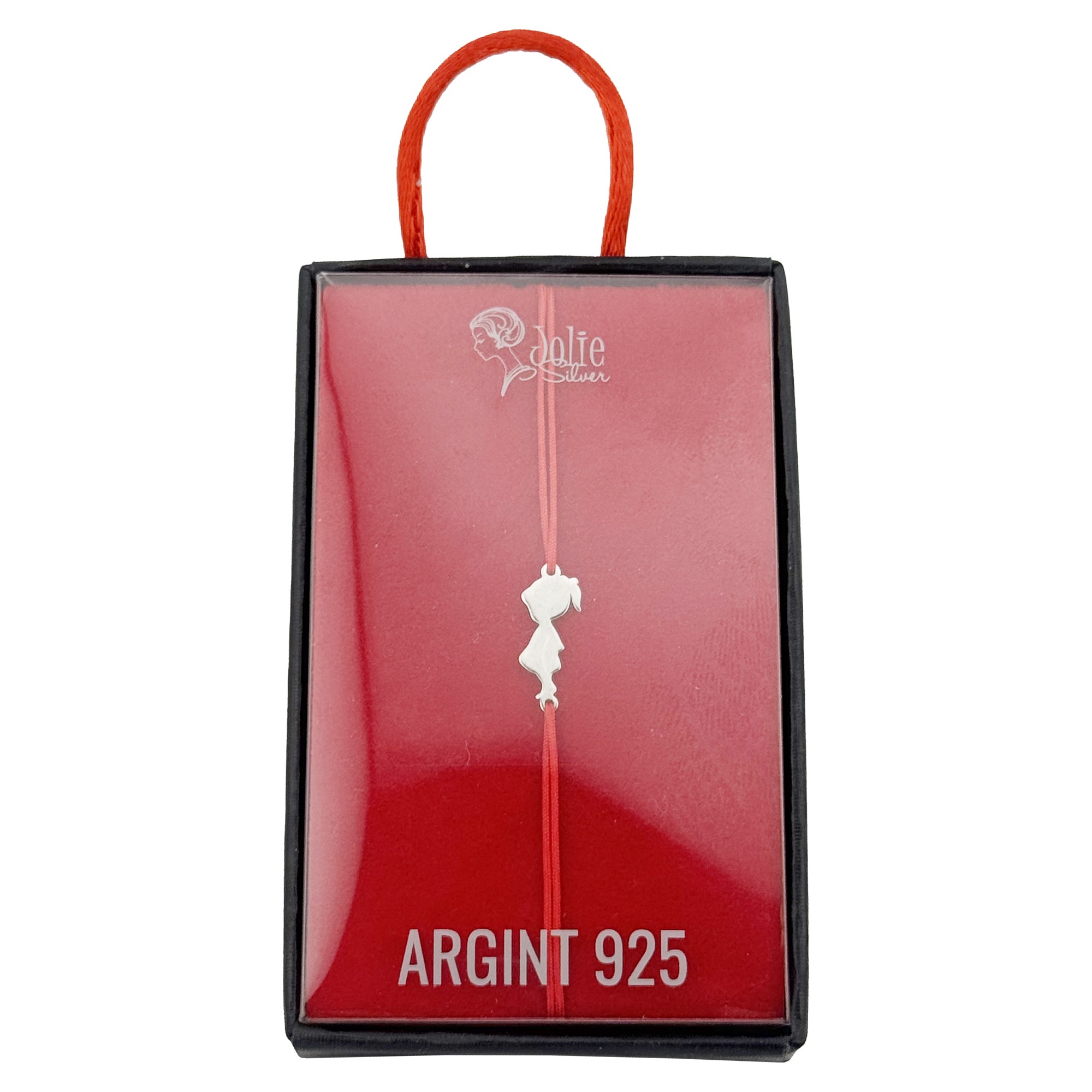 Bratara Argint 925 pentru Dama, Jolie, Model Fetita, Martisor Bratara de 1 Martie, Pandativ Argintiu cu Snur Rosu