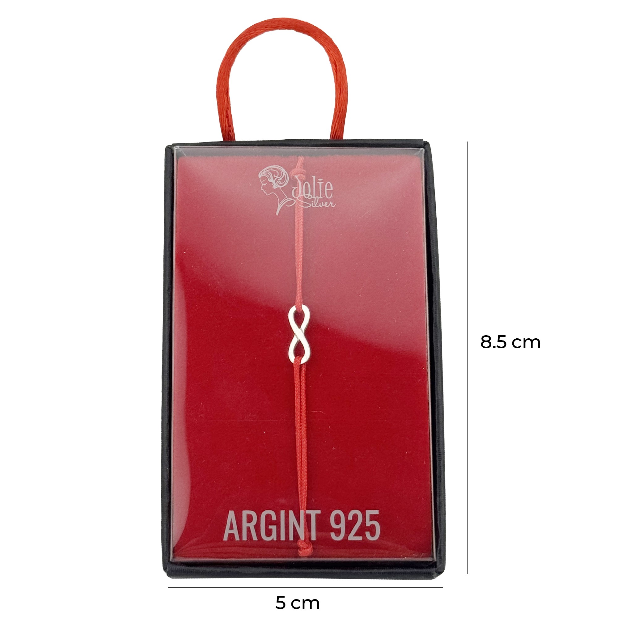 Bratara Argint 925 pentru Dama, Jolie, Model Infinit, Martisor Bratara de 1 Martie, Pandativ Argintiu cu Snur Rosu