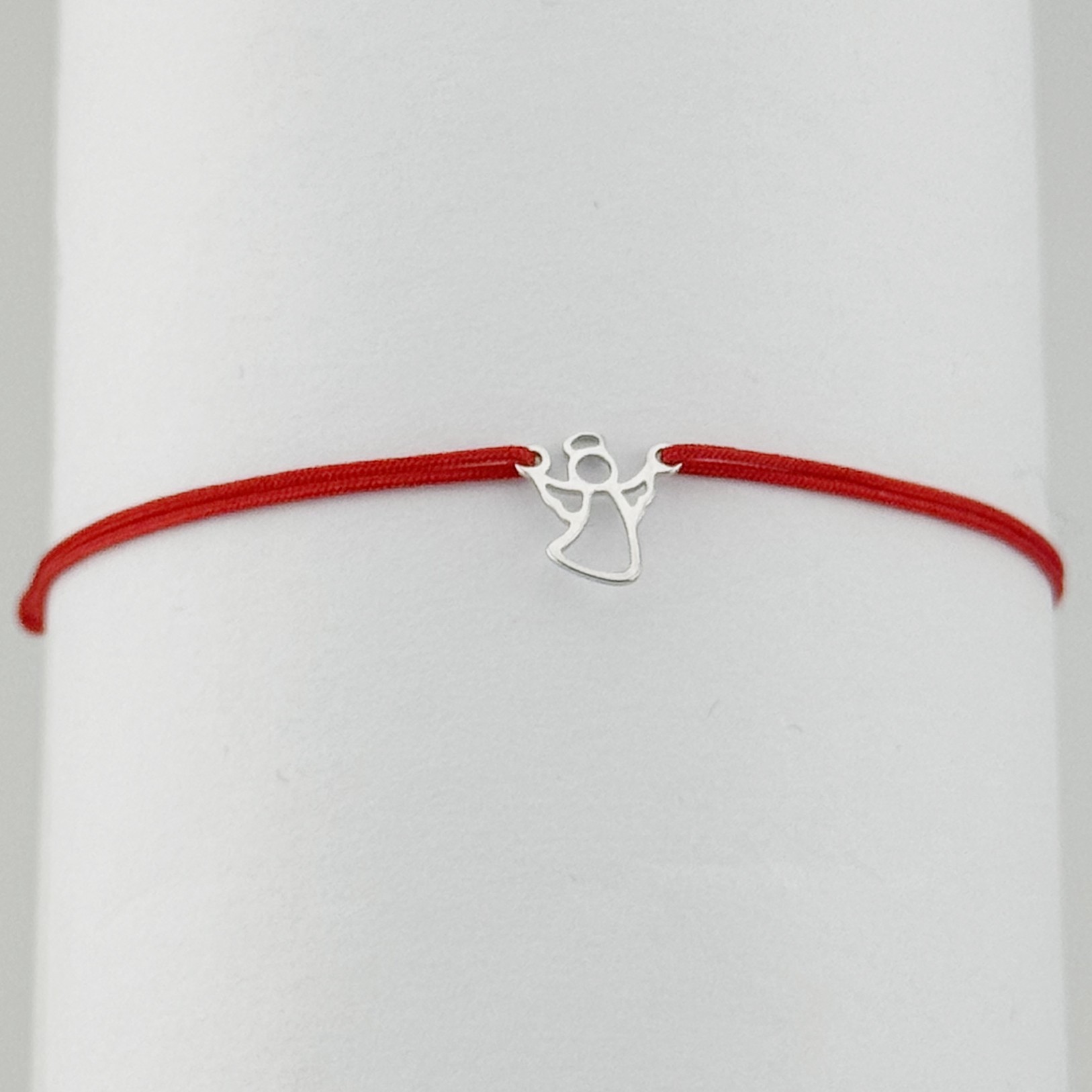 Bratara Argint 925 pentru Dama, Jolie, Model Inger, Martisor Bratara de 1 Martie, Pandativ Argintiu cu Snur Rosu