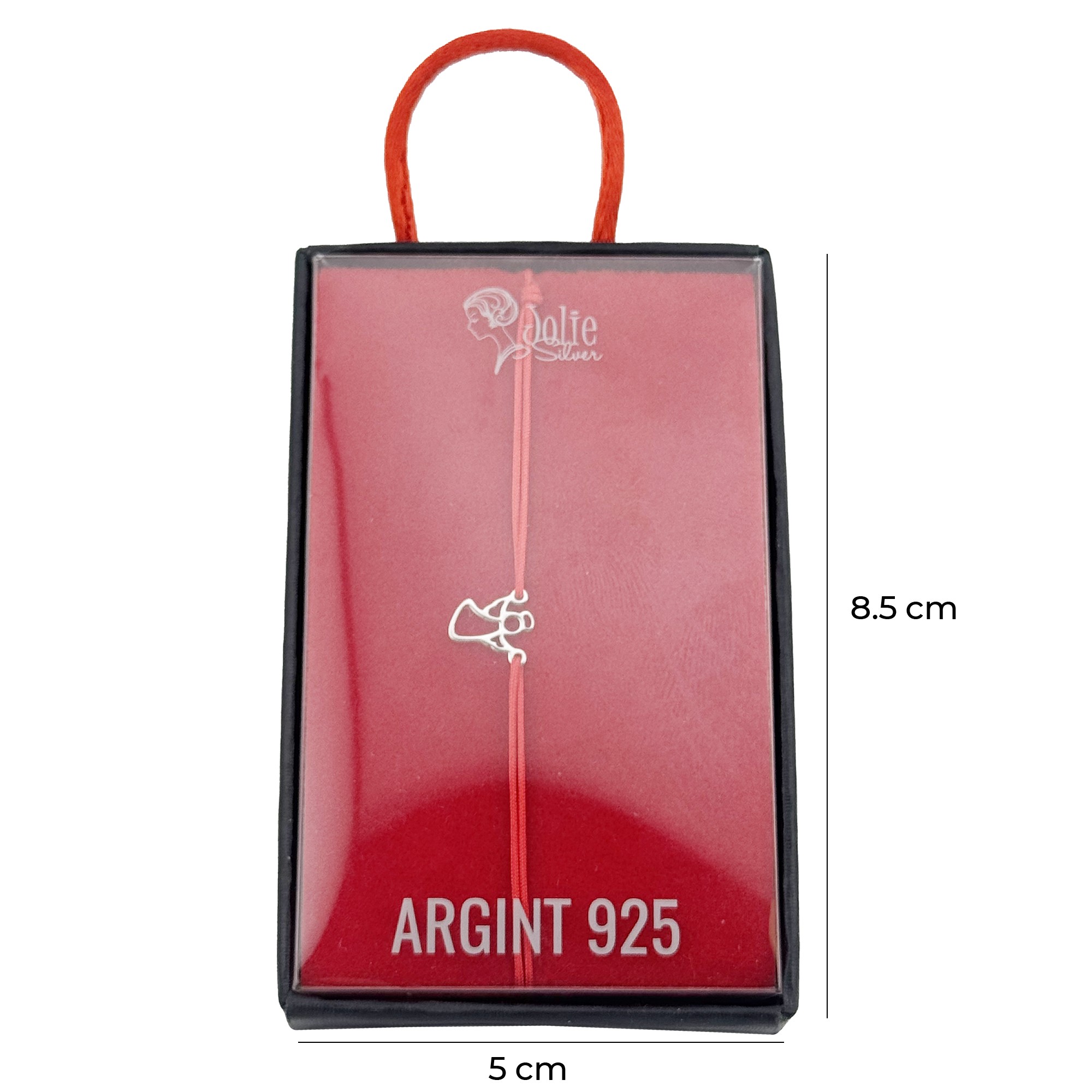 Bratara Argint 925 pentru Dama, Jolie, Model Inger, Martisor Bratara de 1 Martie, Pandativ Argintiu cu Snur Rosu